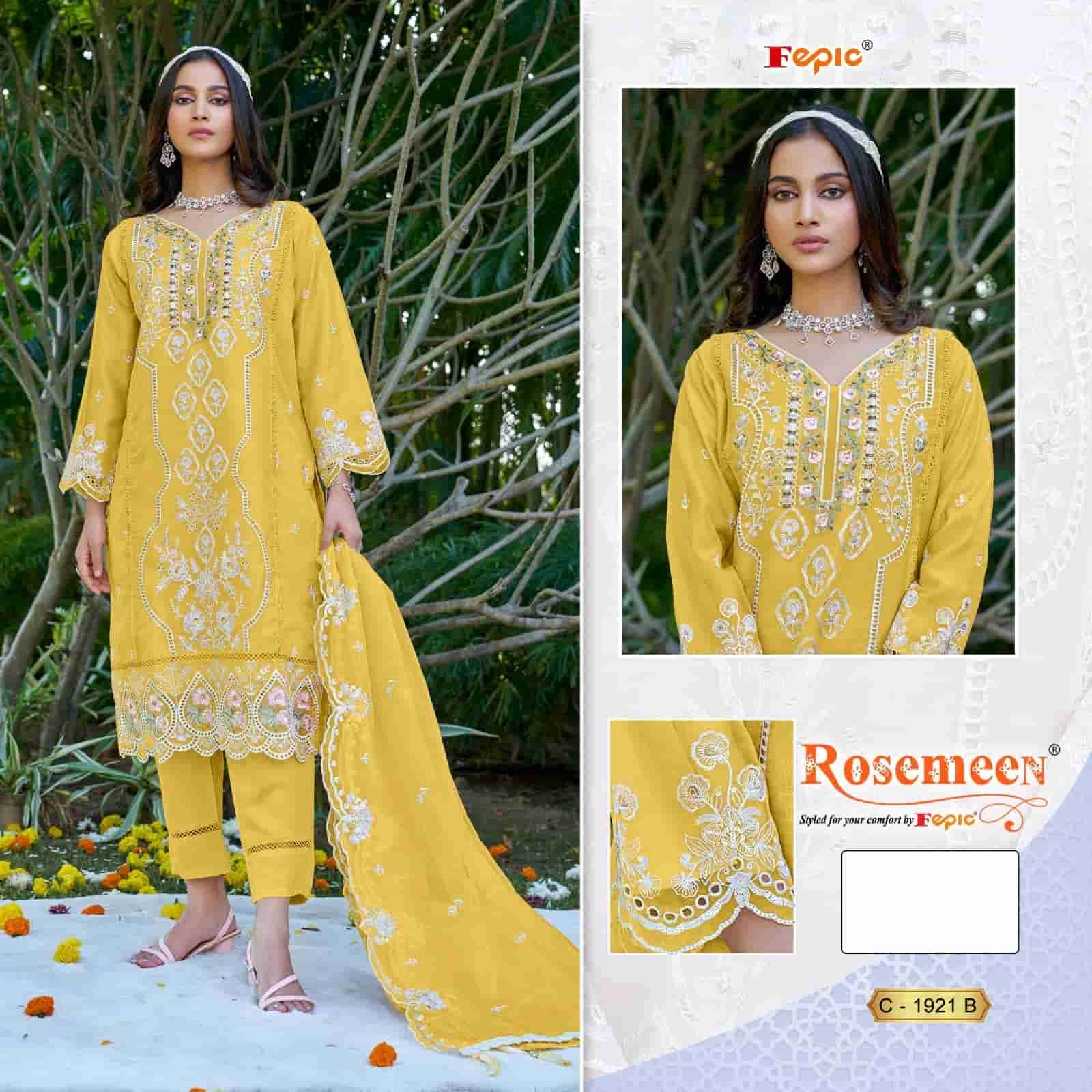 Fepic C 1921 Colors Pakistani Style Designer Organza Embroidered Suit Wholesalers view 2