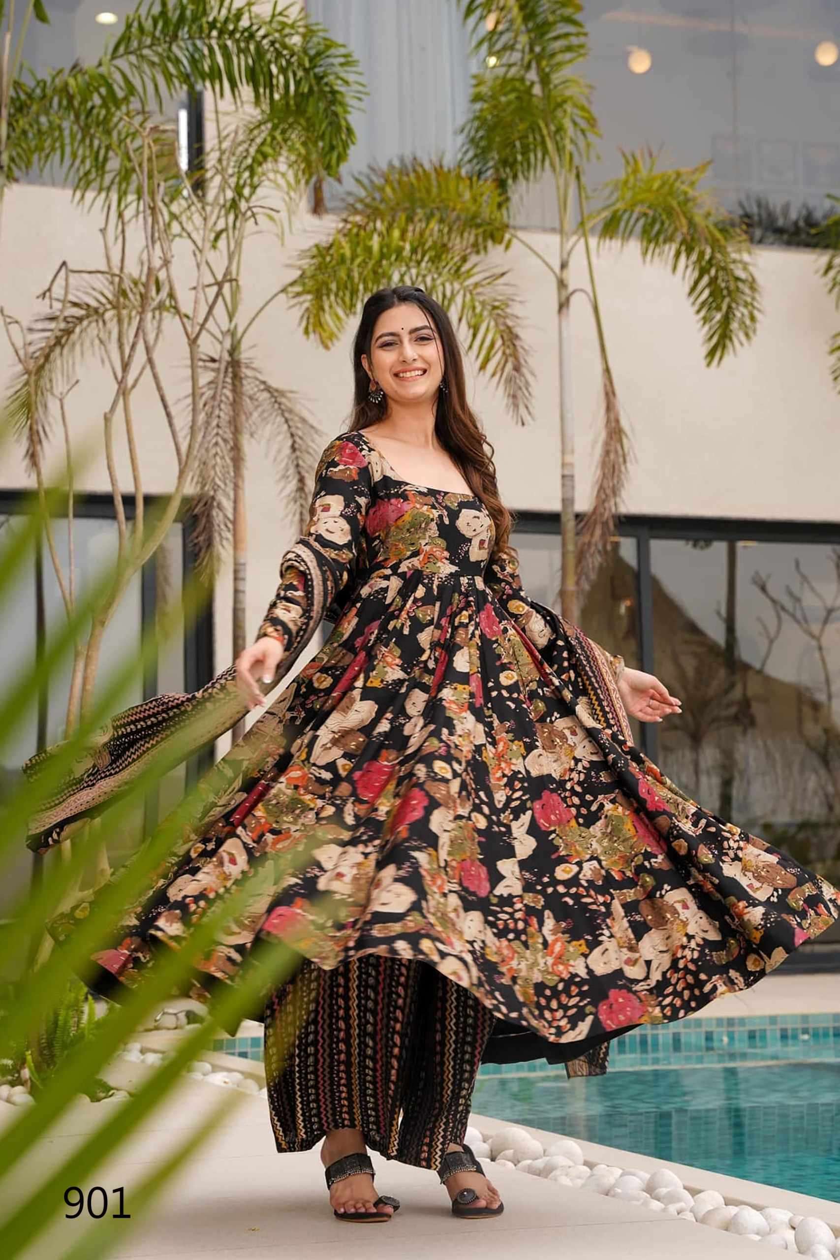 Lucaya Clora Vol 9 901 TO 907 Long Kurti Bottom Dupatta Collection Exploter