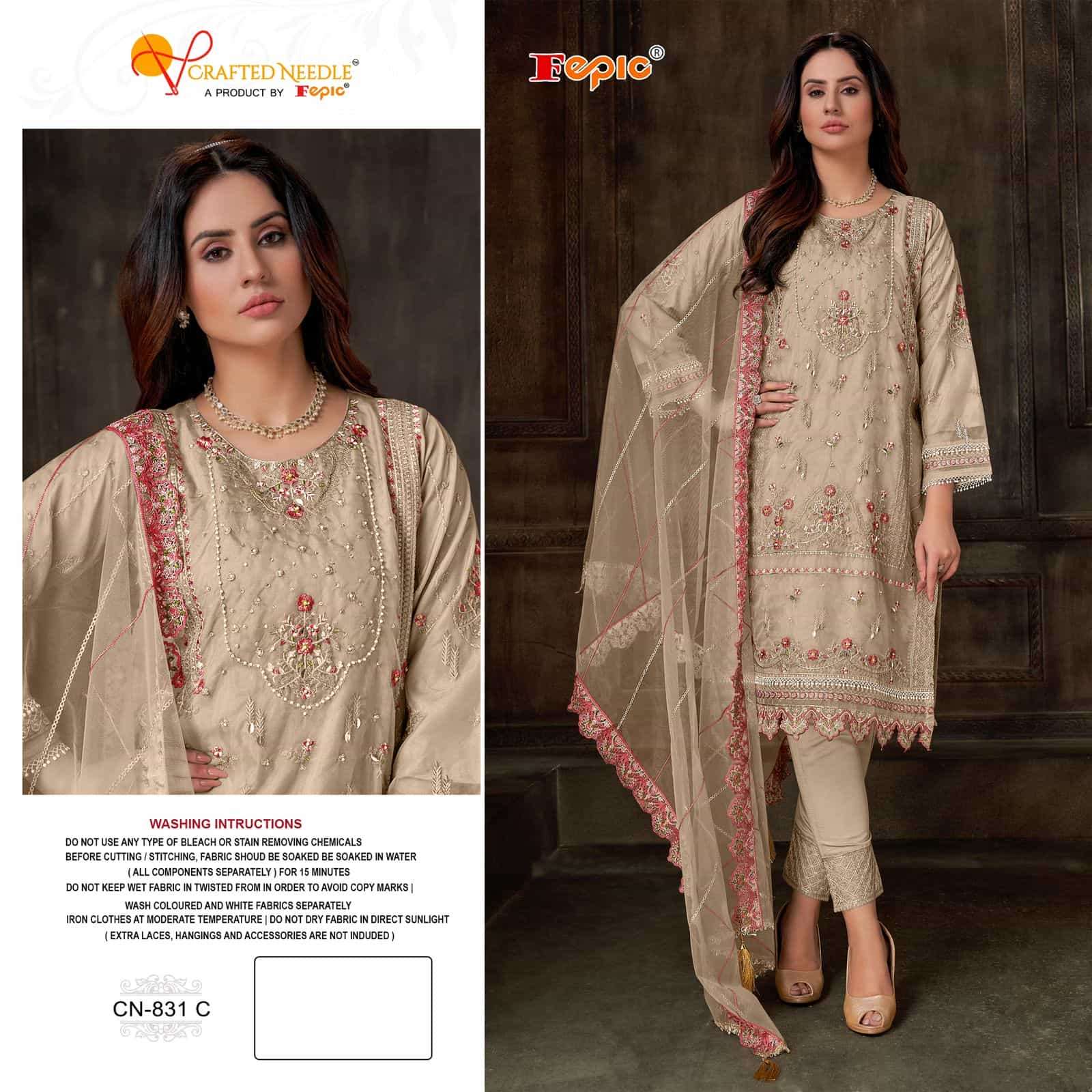 Crafted Needle CN 831 By Fepic Readymade Designer style Pakistani Suit Exporter view 2