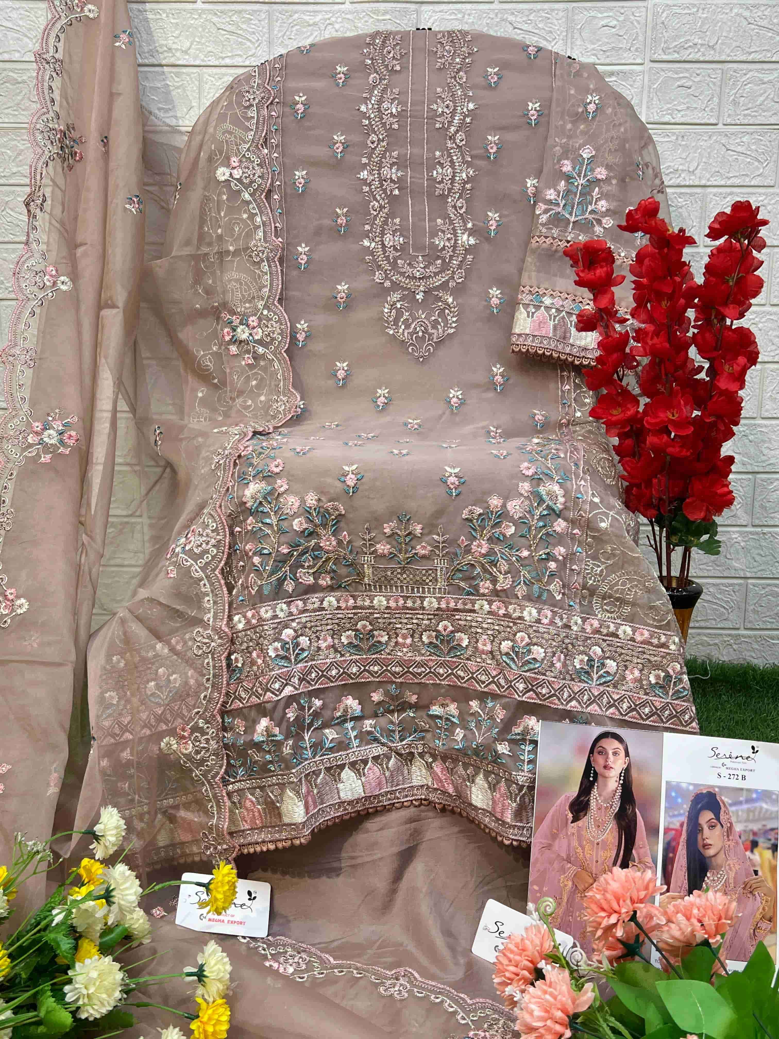 Serine Heavy Embroidered Organza Pakistani Suit view 7