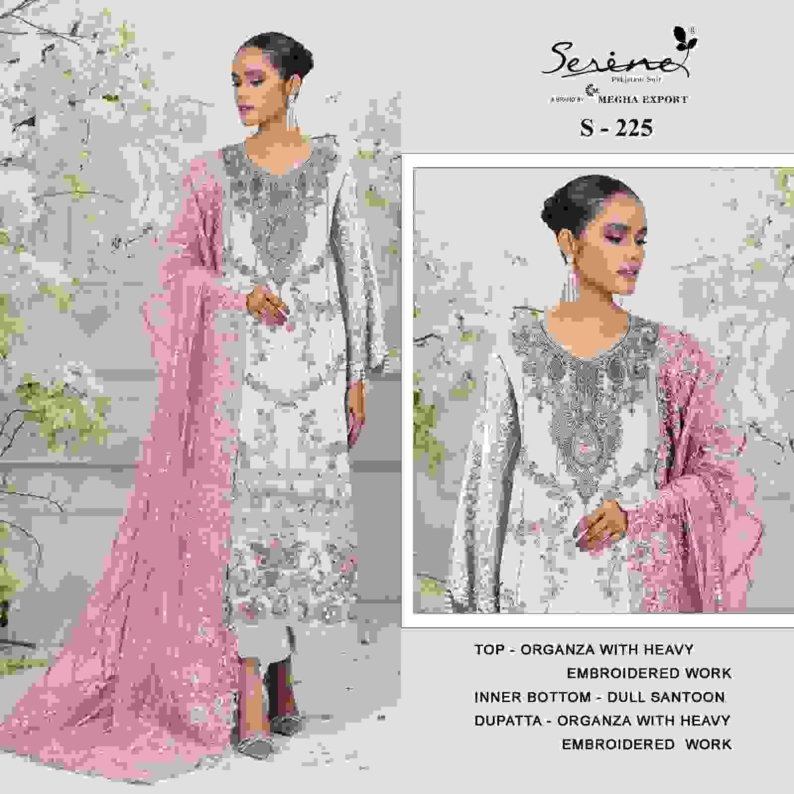 Serine Organza Pakistani Partywear Dress S-225 A view 3