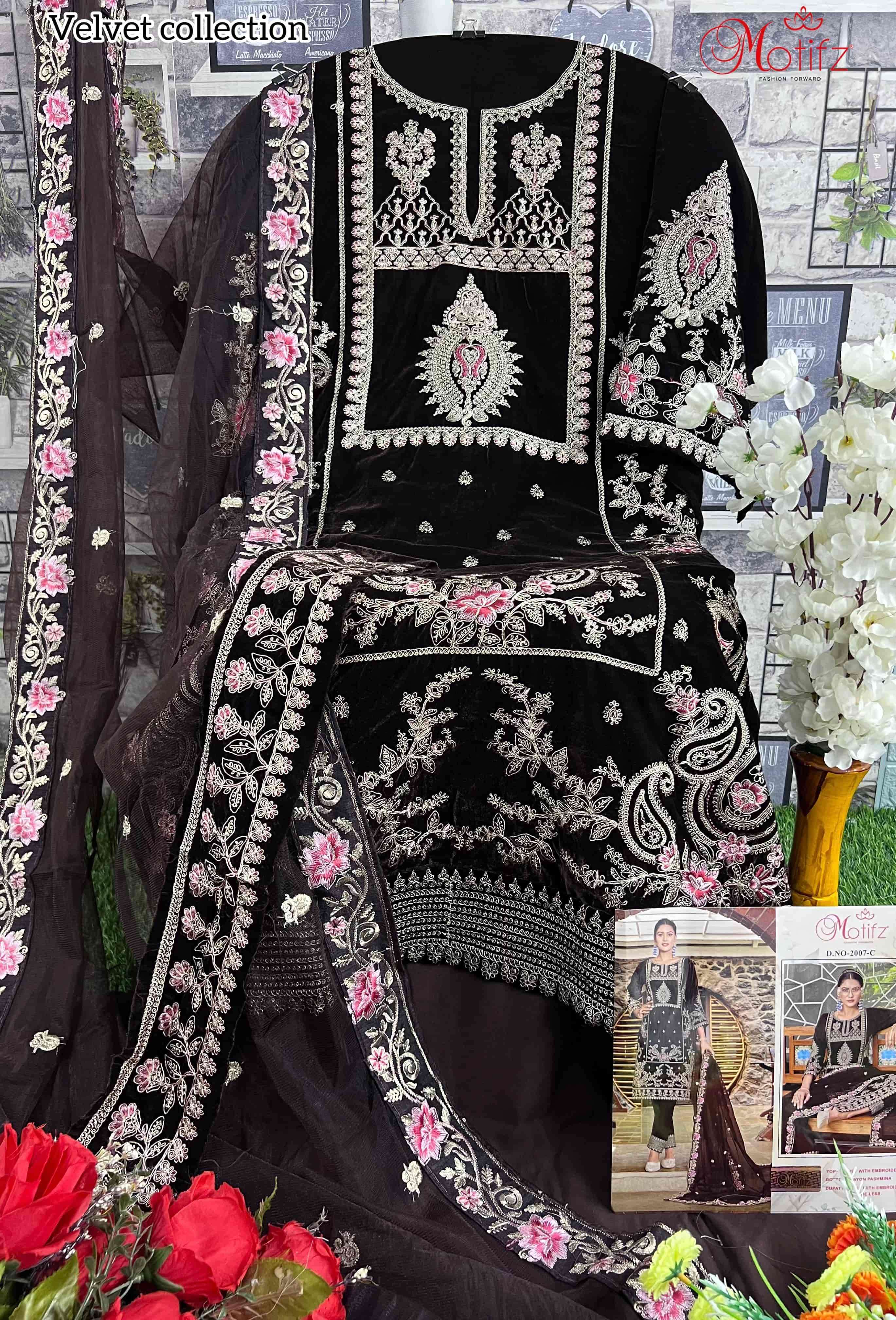 Motifz 2007 C Latest Designer Style Pakistani Party Wear Salwar Suit Online view 2