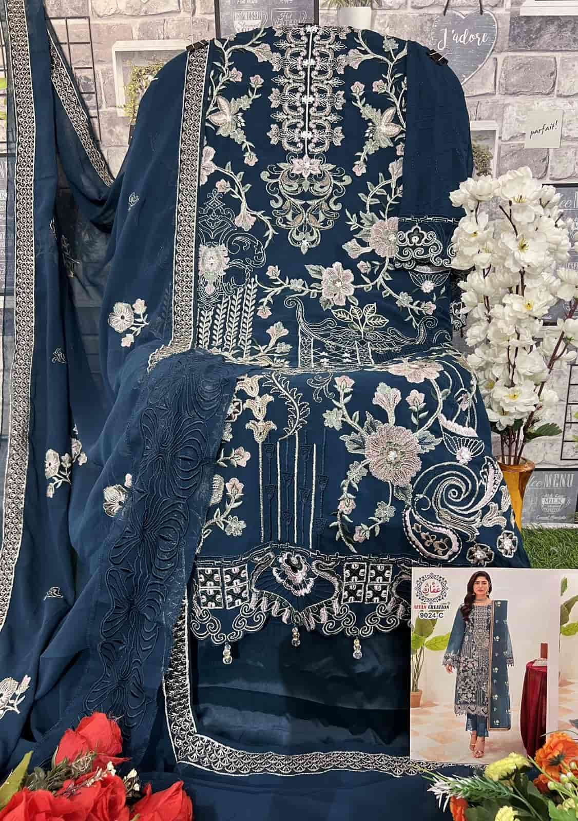 Affan Creation 9024 Colors Heavy Embroidered Designer Unstitched Suit Collection view 2