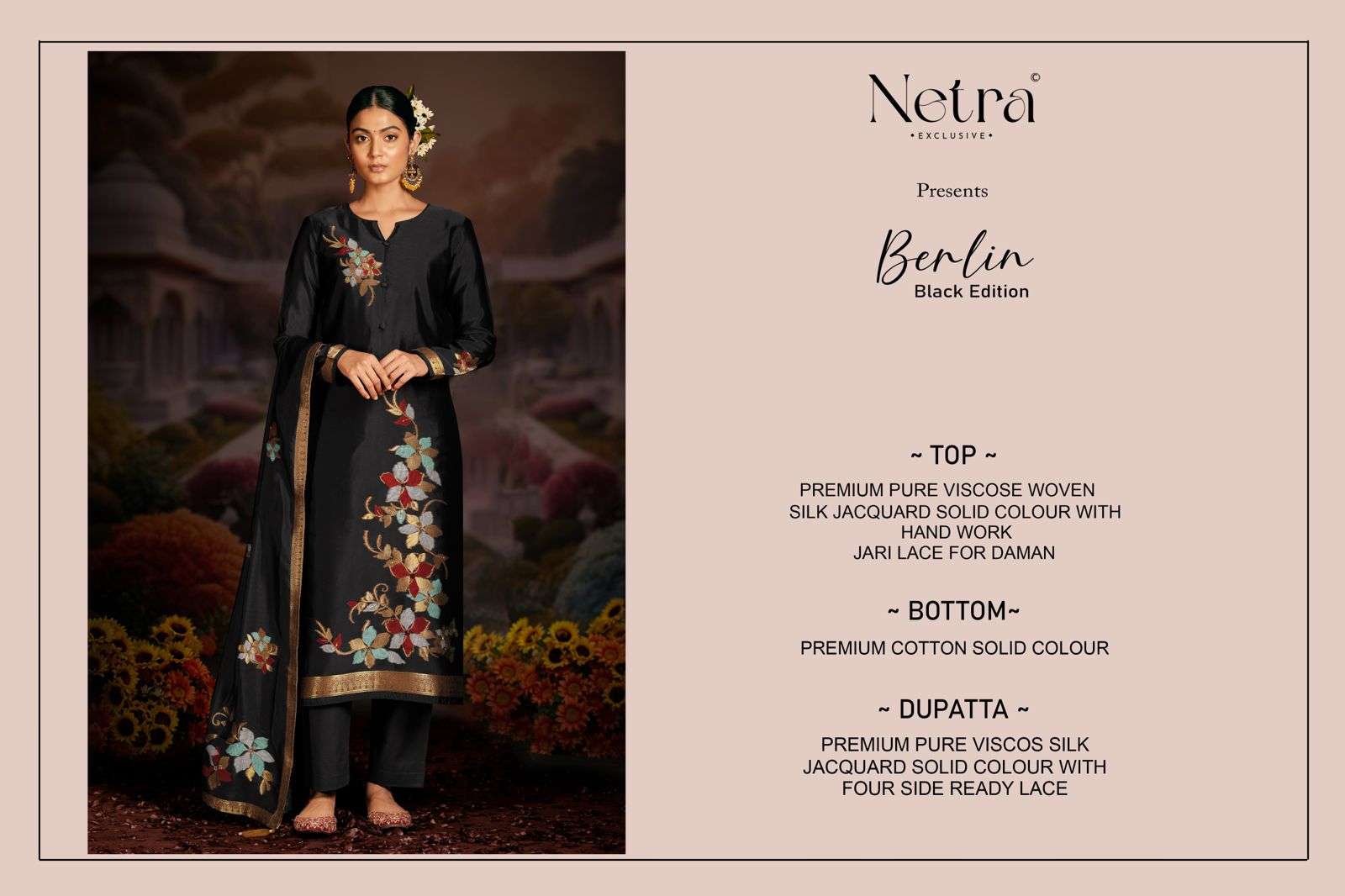 Netra Berlin Black Edition Fancy Woven Silk Suit Premium Collection view 5