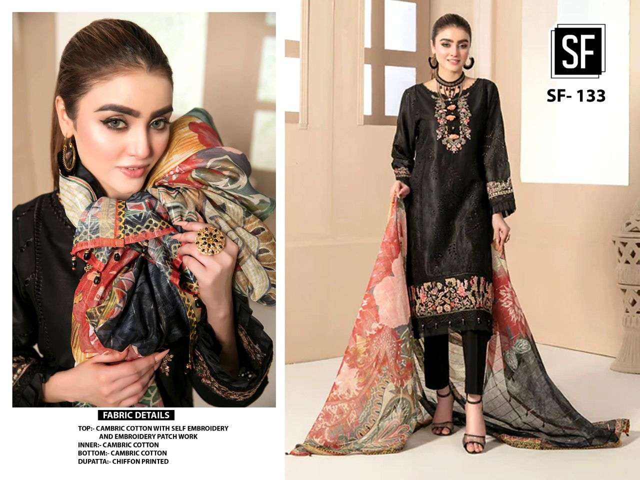 SF Fashion 133 Cambric Cotton Pakistani Suit