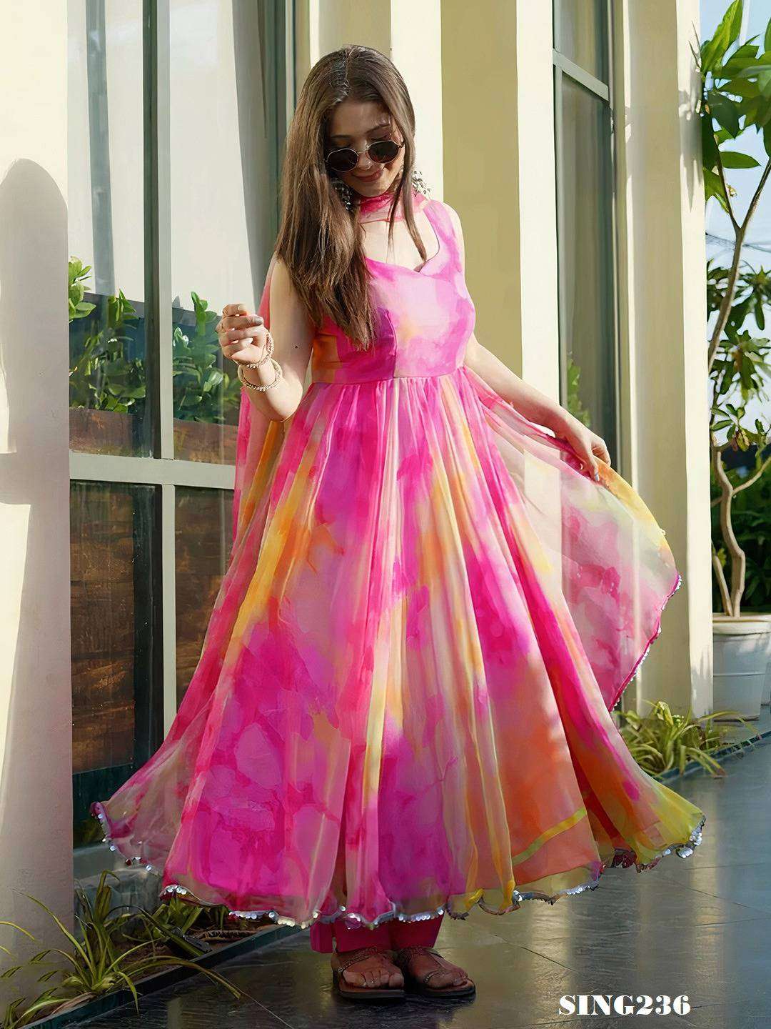 Arya Designs Sing236 Fancy Organza Traditional Dress New Arrivals view 4