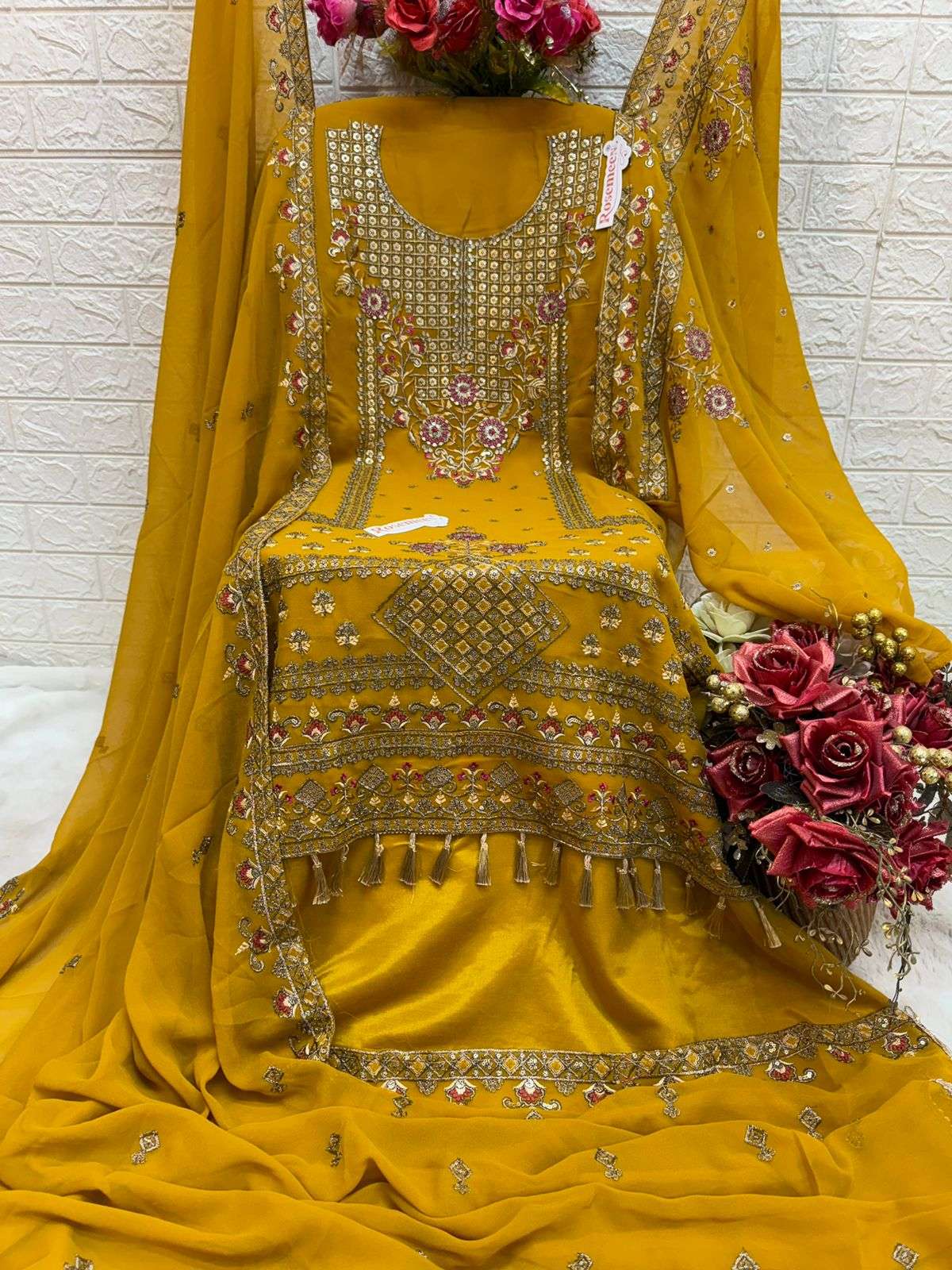 Fepic Rosemeen Georgette Embroidered Suit