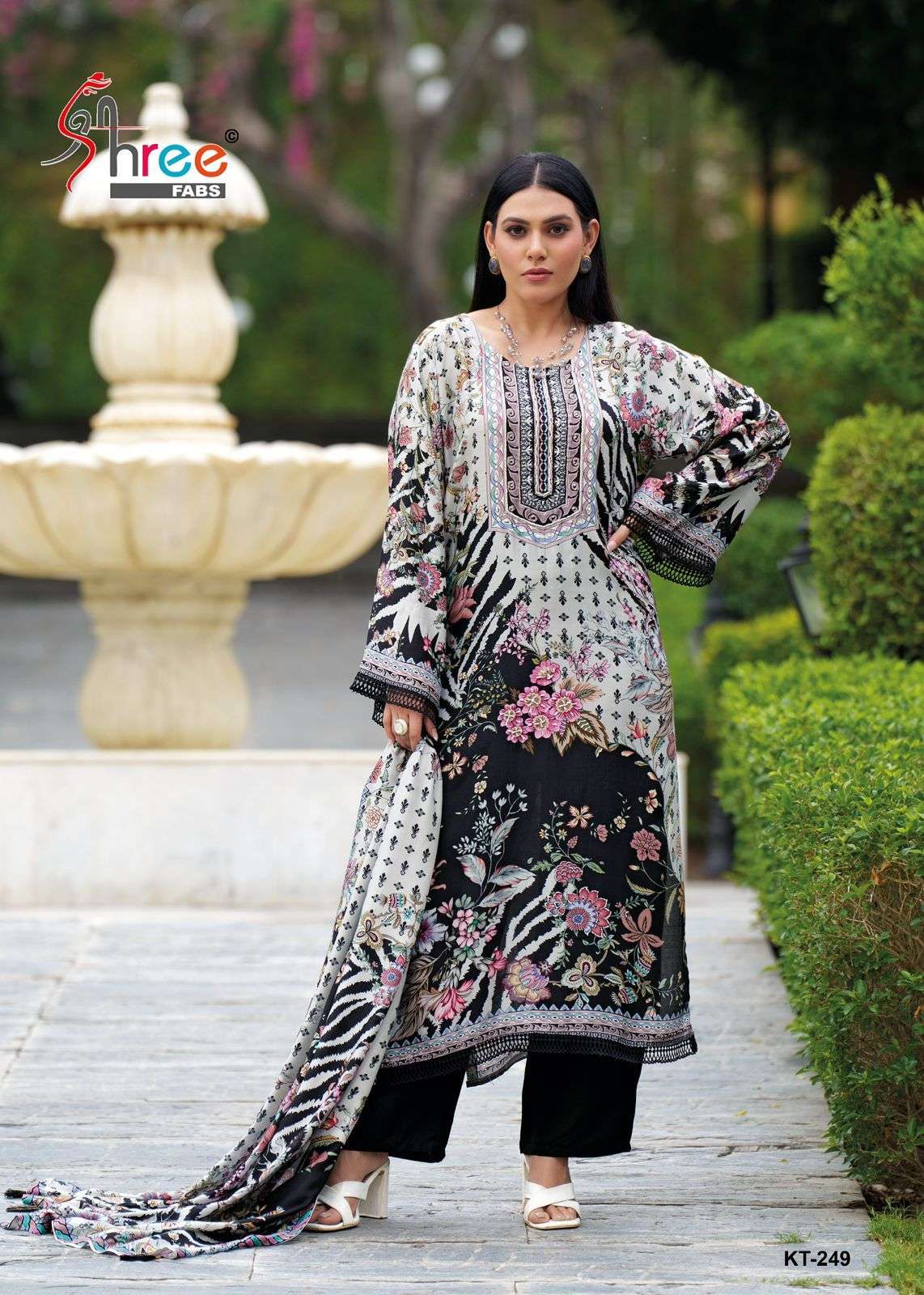 Shree Fabs Kt 249 Fancy Pakistani Muslin Suit Latest Collection view 3