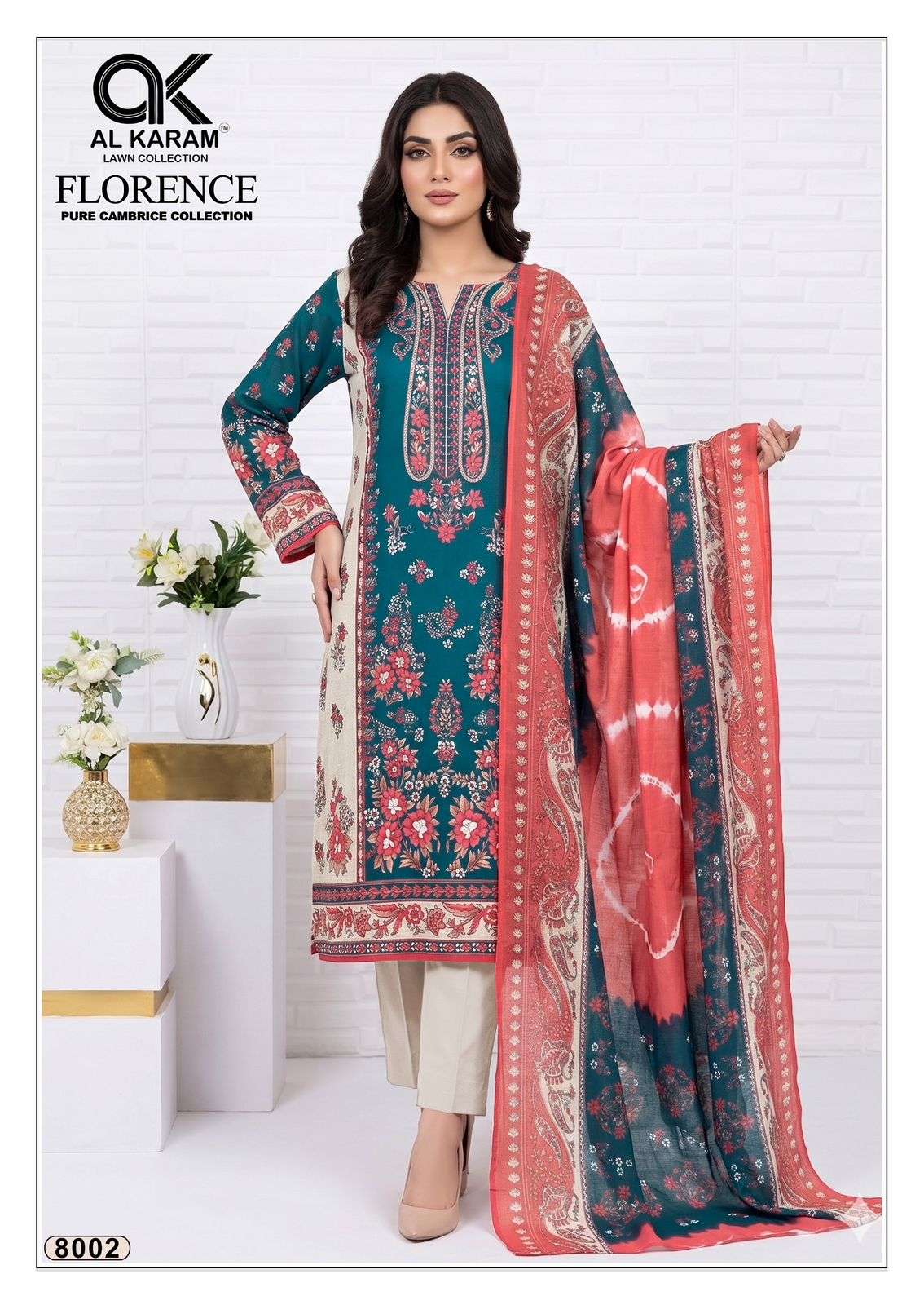 Al Karam Florence Vol 8 Pure Cambric Cotton Dress Material view 8