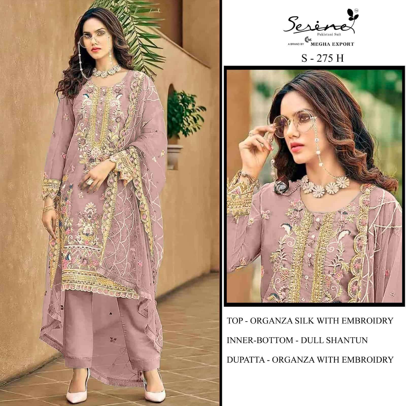 Megha Exports S 275 Colors Organza Unstitched Pakistani DressA Premium Selection view 4