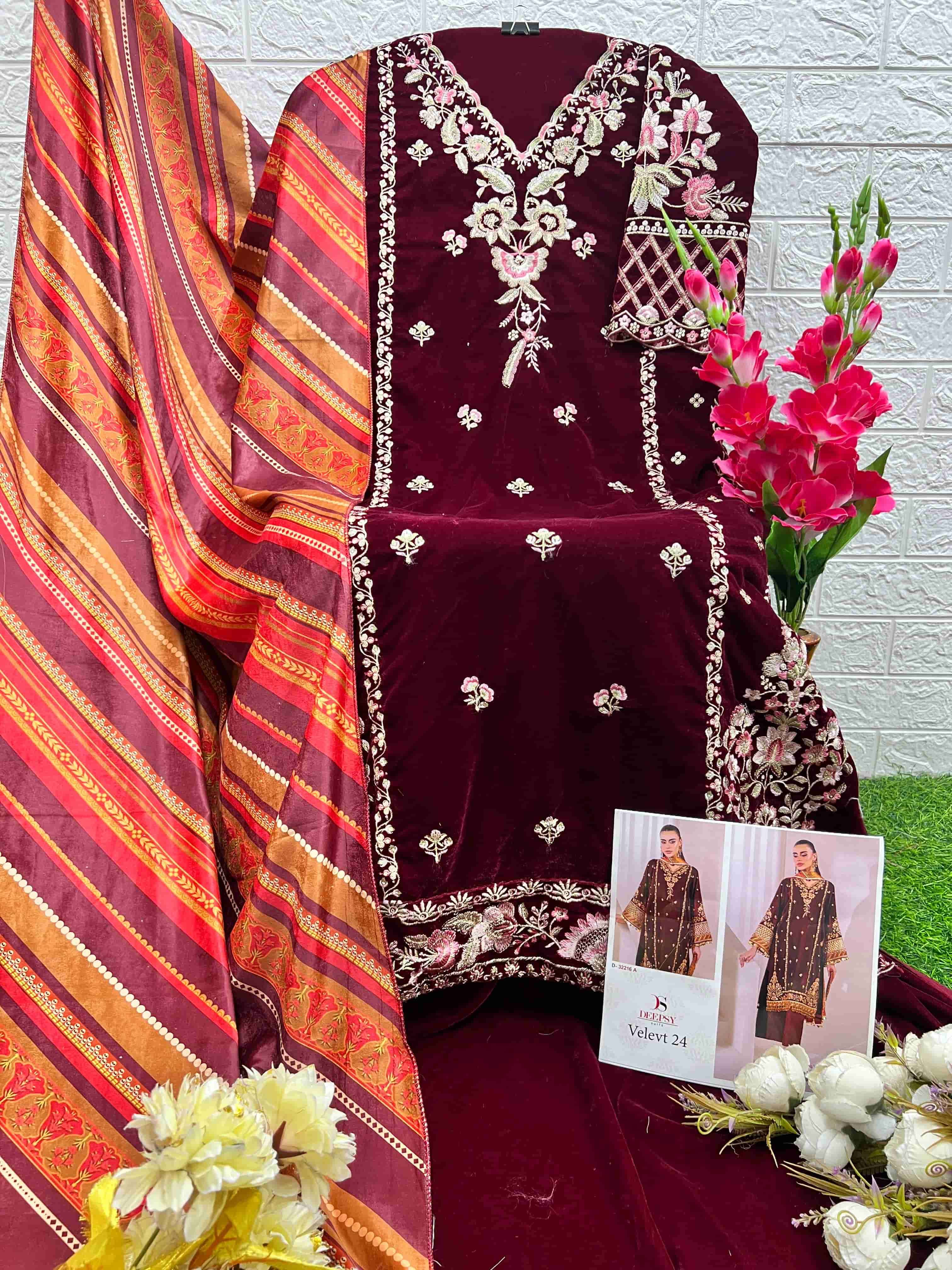 Deepsy D 32216 Colors Pakistani Festive Wear Style Designer Velvet Suit Wholesalers view 7