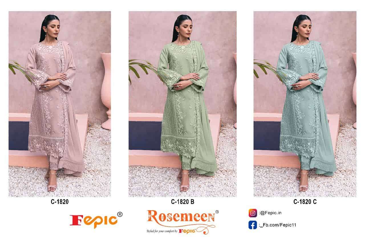 Fepic C 1820 Colors Pakistani Heavy Designer Georgette Embroidered Suit Wholesalers view 3
