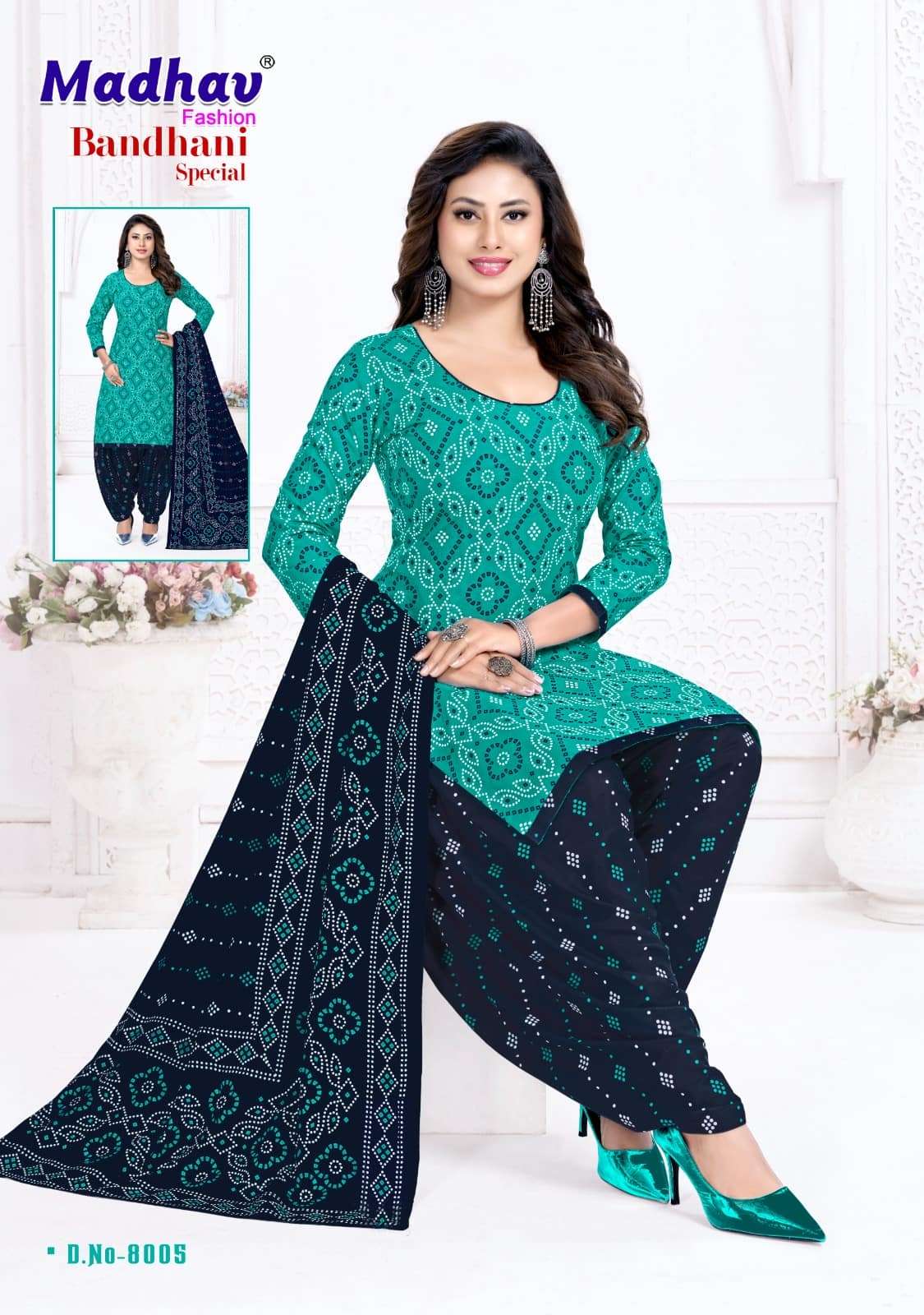 Madhav Fashion Bandhani Special Vol 8 Unstitch Cotton Bandhani Dress view 3