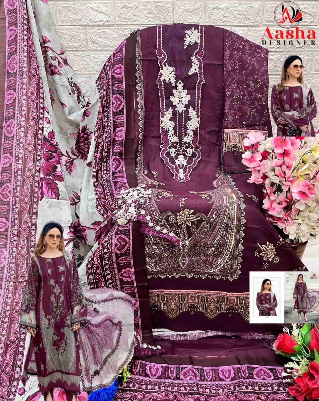 Aasha Designer 1006 Colors Fancy Embroidered Designer Cotton Salwar Suit Collection view 5