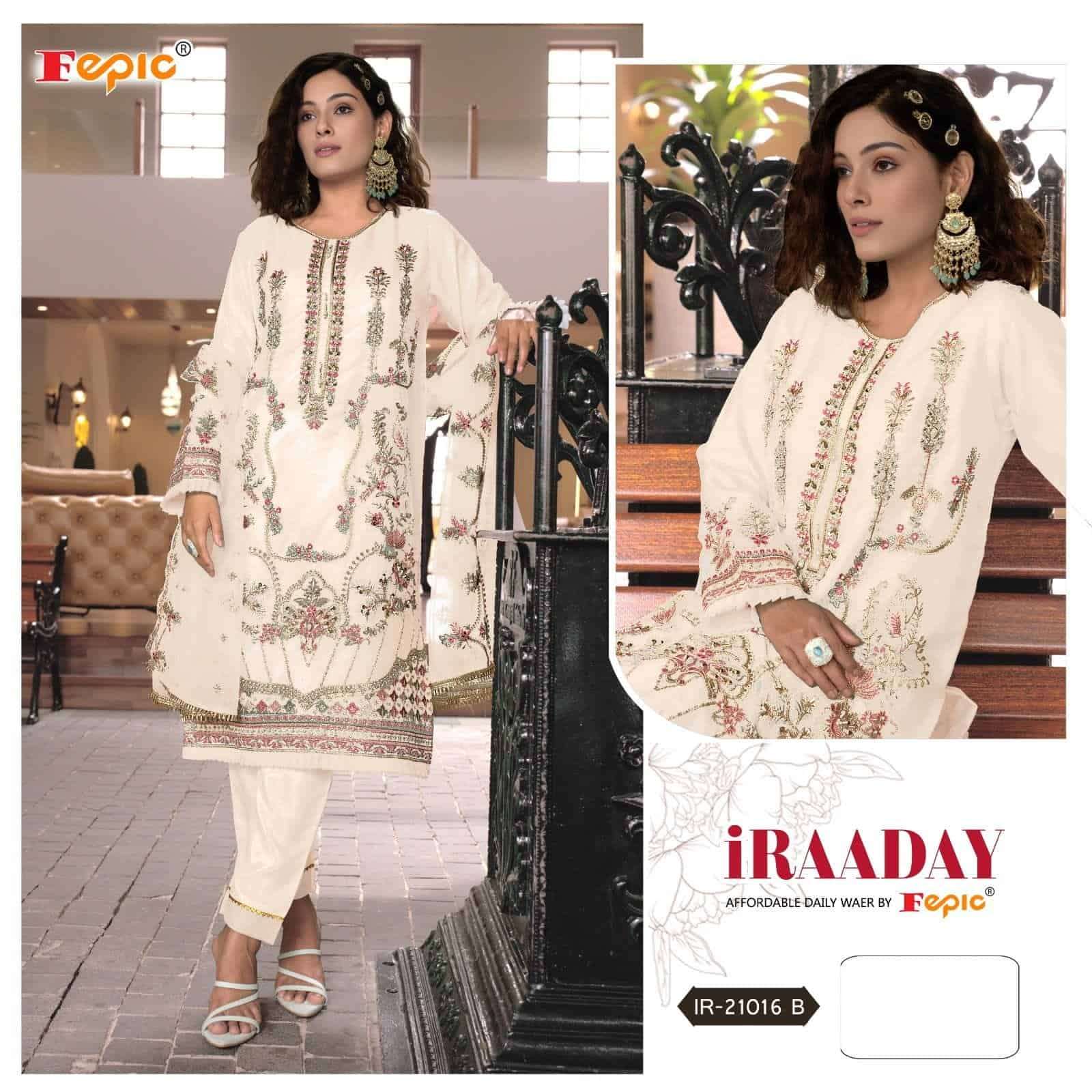 Fepic Iraaday IR 21016 Colors Organza Heavy Embroidered Salwar Suit Wholesalers view 3