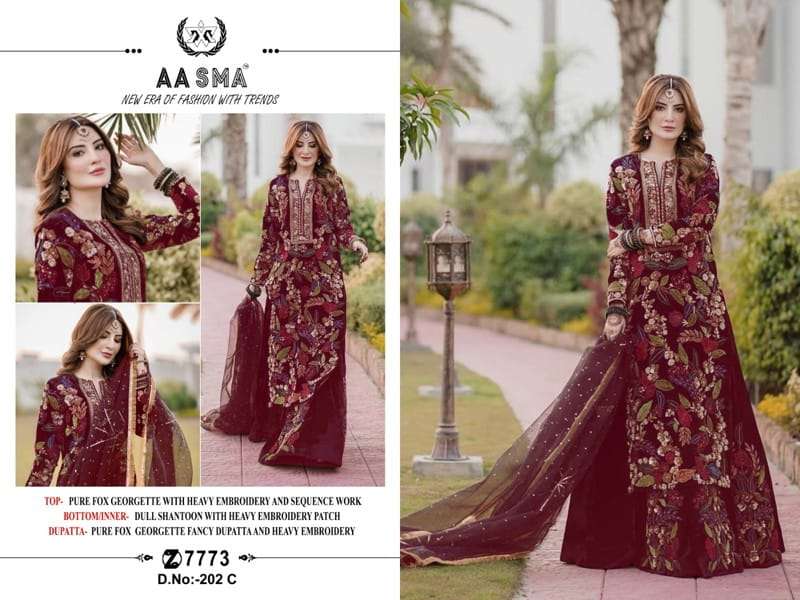 Aasma 202 C Designer Georgette Pakistani Style Salwar Kameez Exporter view 2