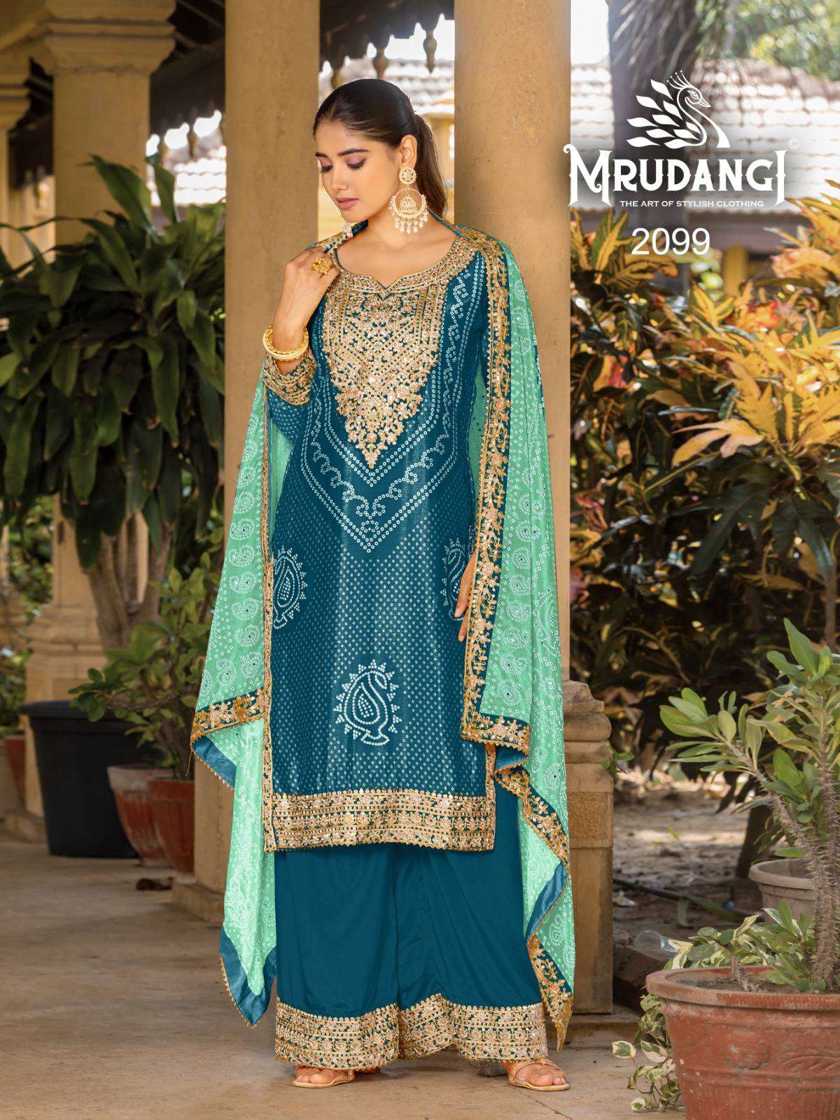 Mrudangi Ishani 2097 To 2101 Festive Waer Palazzo Suit view 4