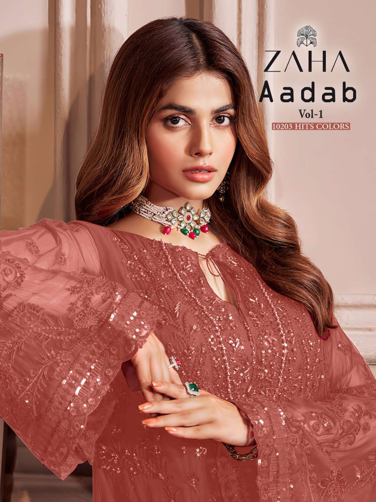 Zaha Aadab Vol 1 10203 Colors Fancy Georgette Pakistani Dress Wholesalers view 2