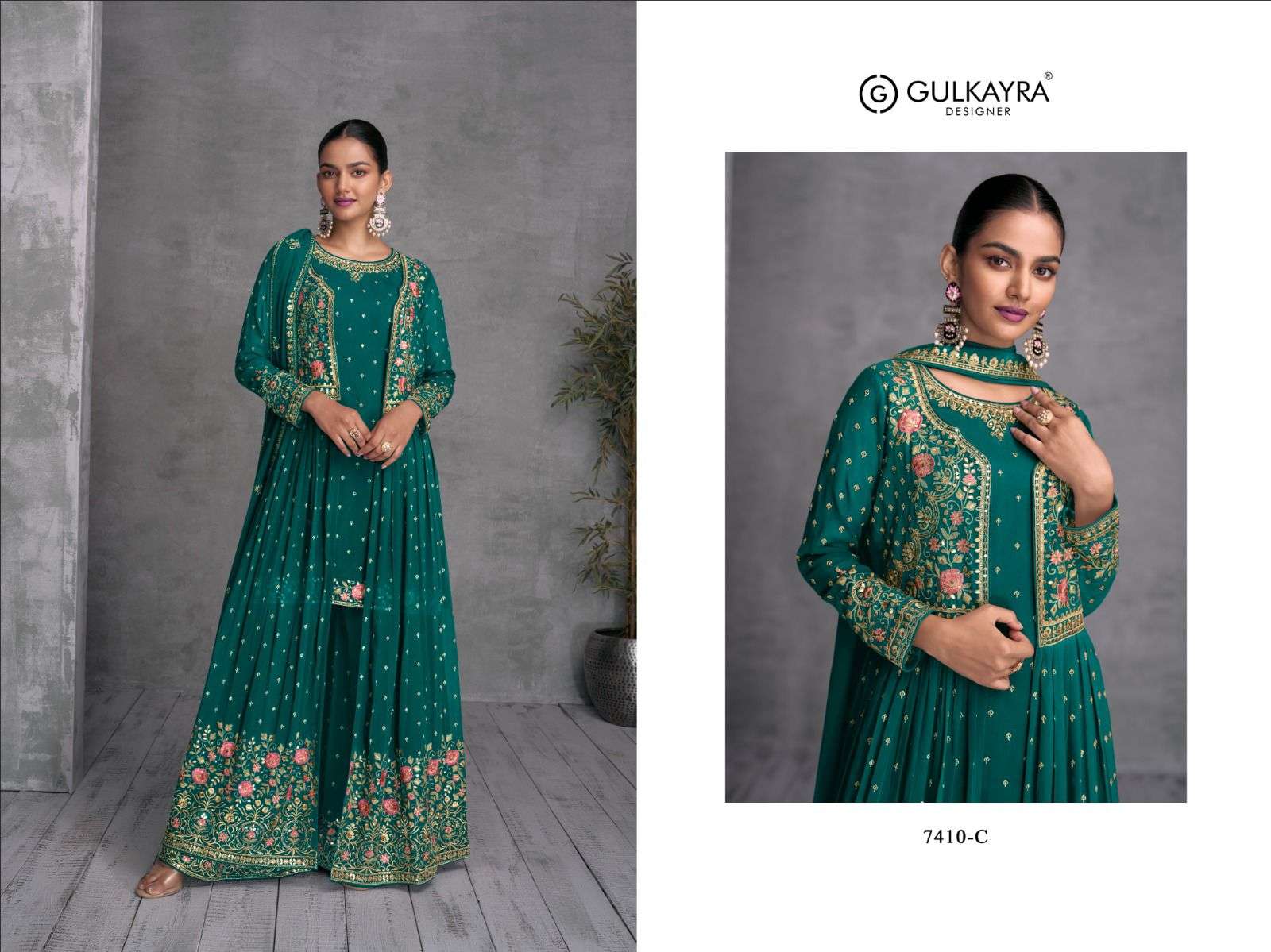 Gulkayra Zohana Georgette Shrug Style Dress view 5