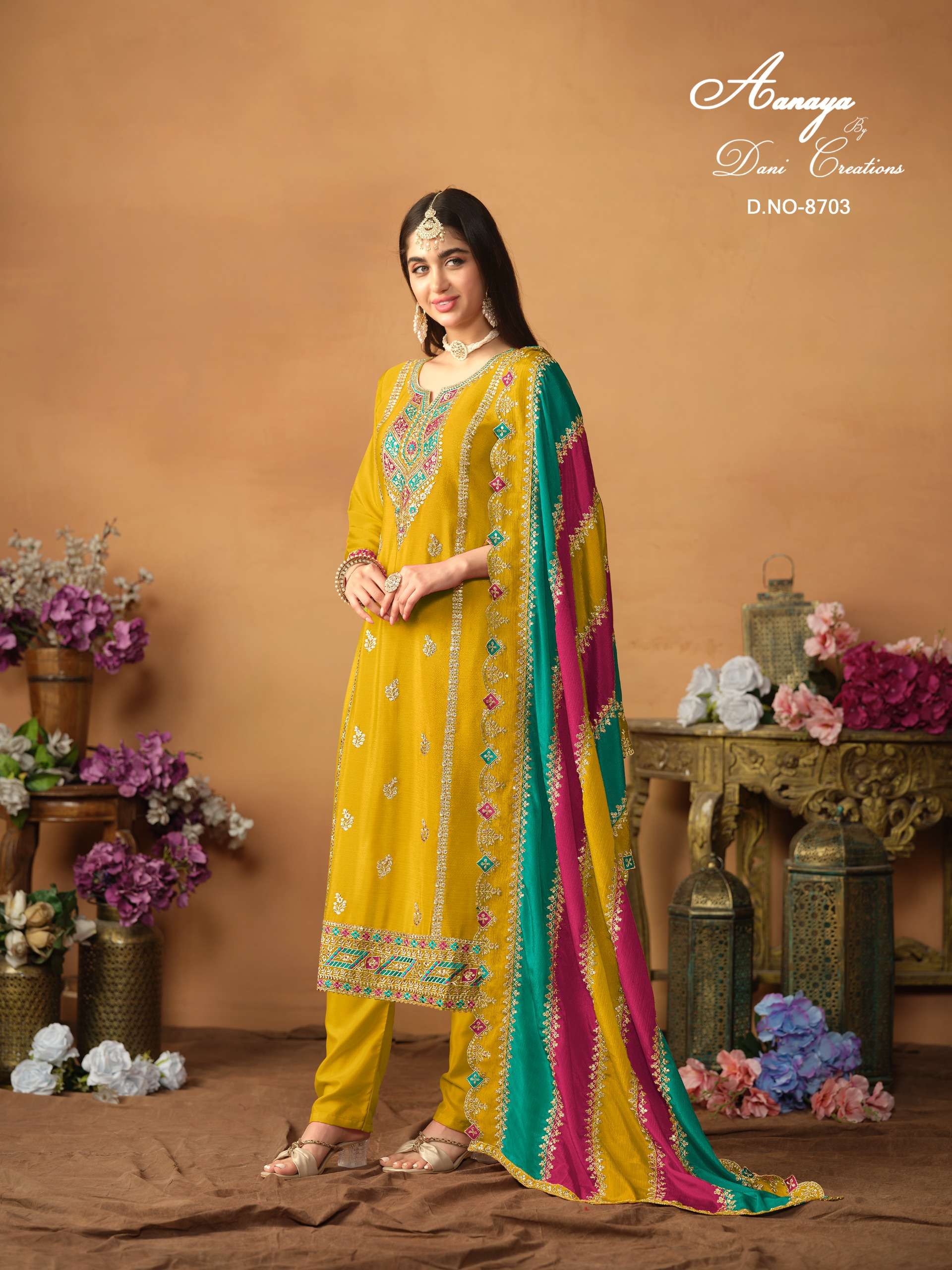 Aanaya Vol 187 8701 To 8703 Designer Style Straight Suit Latest Collection view 5