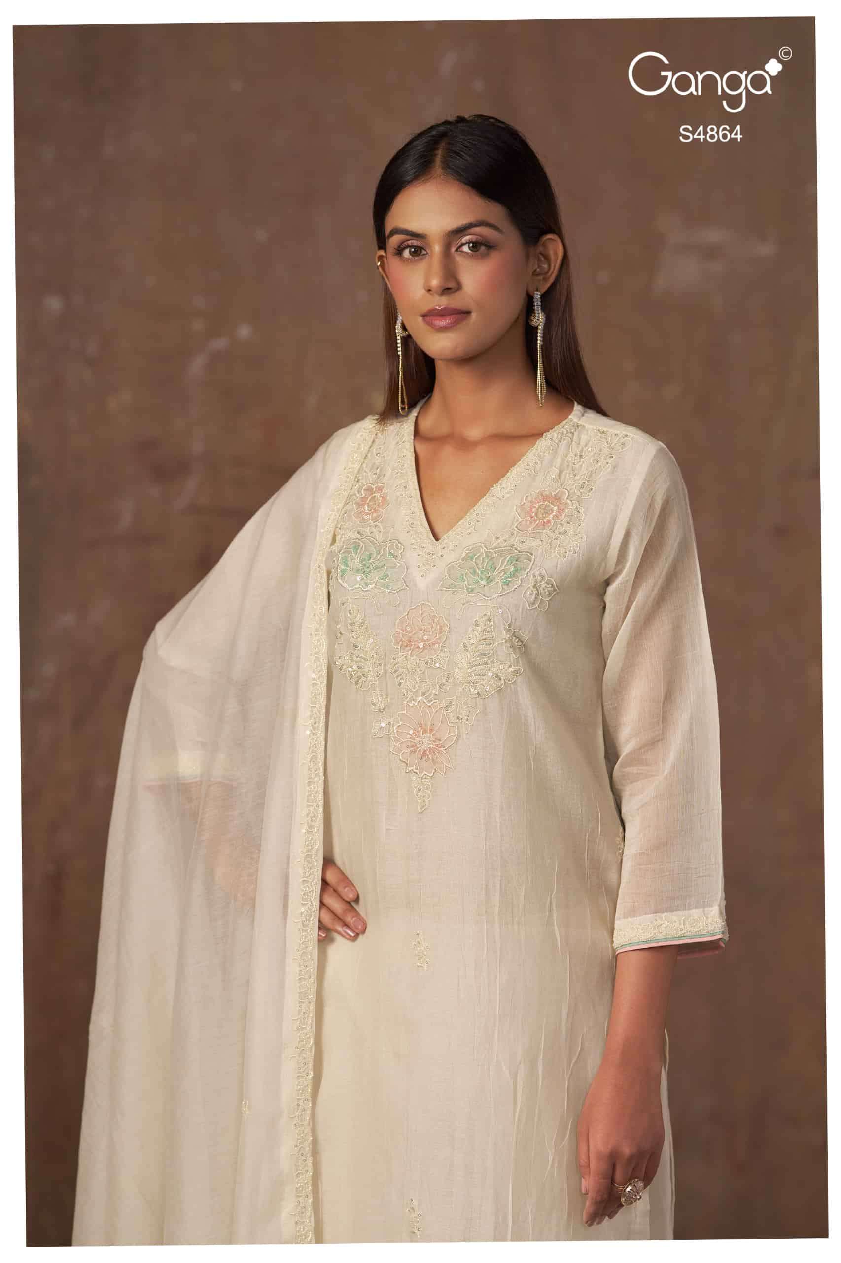 Ganga Fashion Udita 4864 Pure Banarasi Designs Latest Suit Collection view 4