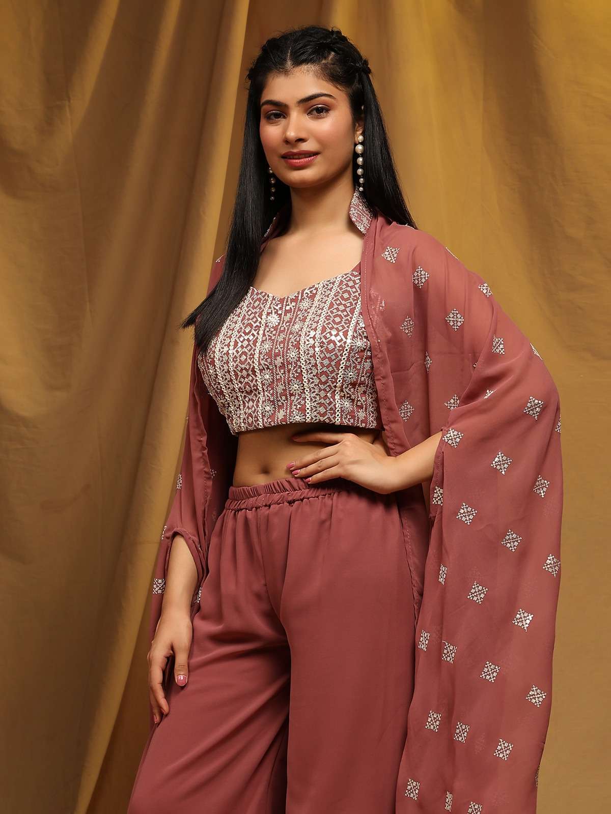 Amoha Trends Georgette Lehenga Saree Set view 4