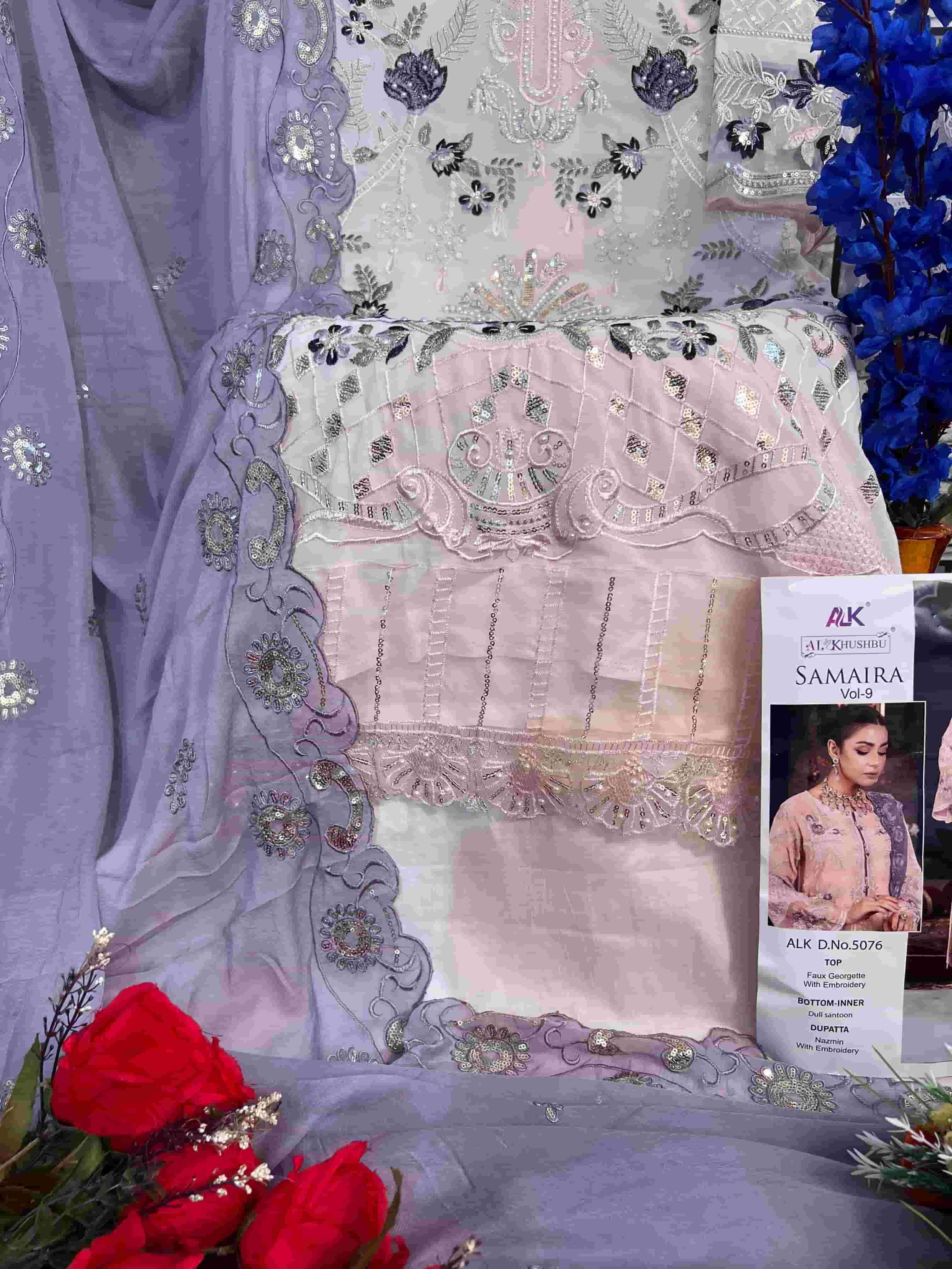 Al Khushbu 5076 Pakistani Embroidered Unstitched view 2