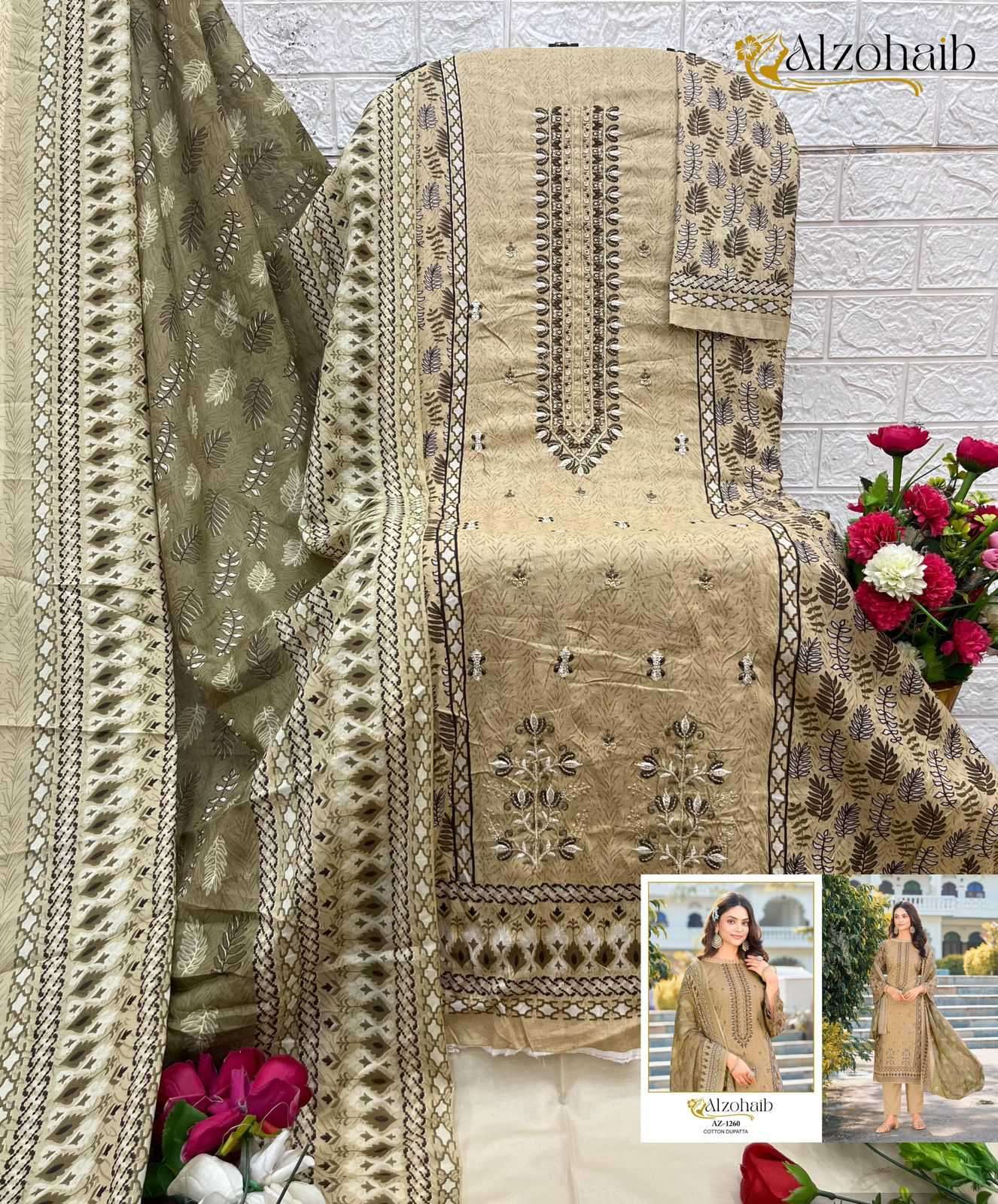 Alzohaib 1258 To 1260 Series Cotton Printed Pakistani Suit Salwar view 8