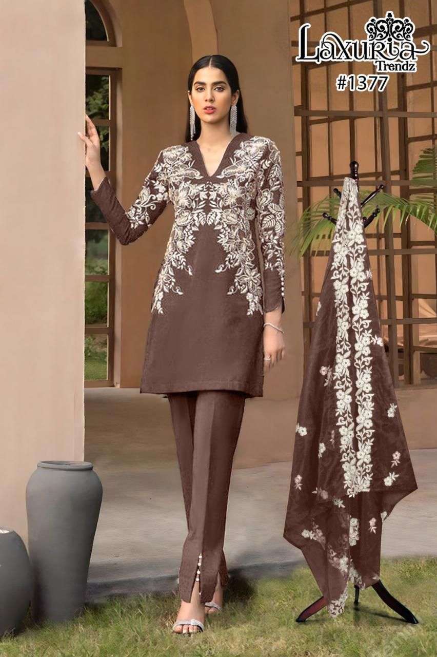 Laxuria Trends 1377 Latest Fancy Designer Ethnic Wear Kurti Bottom Dupatta Set Collection view 7