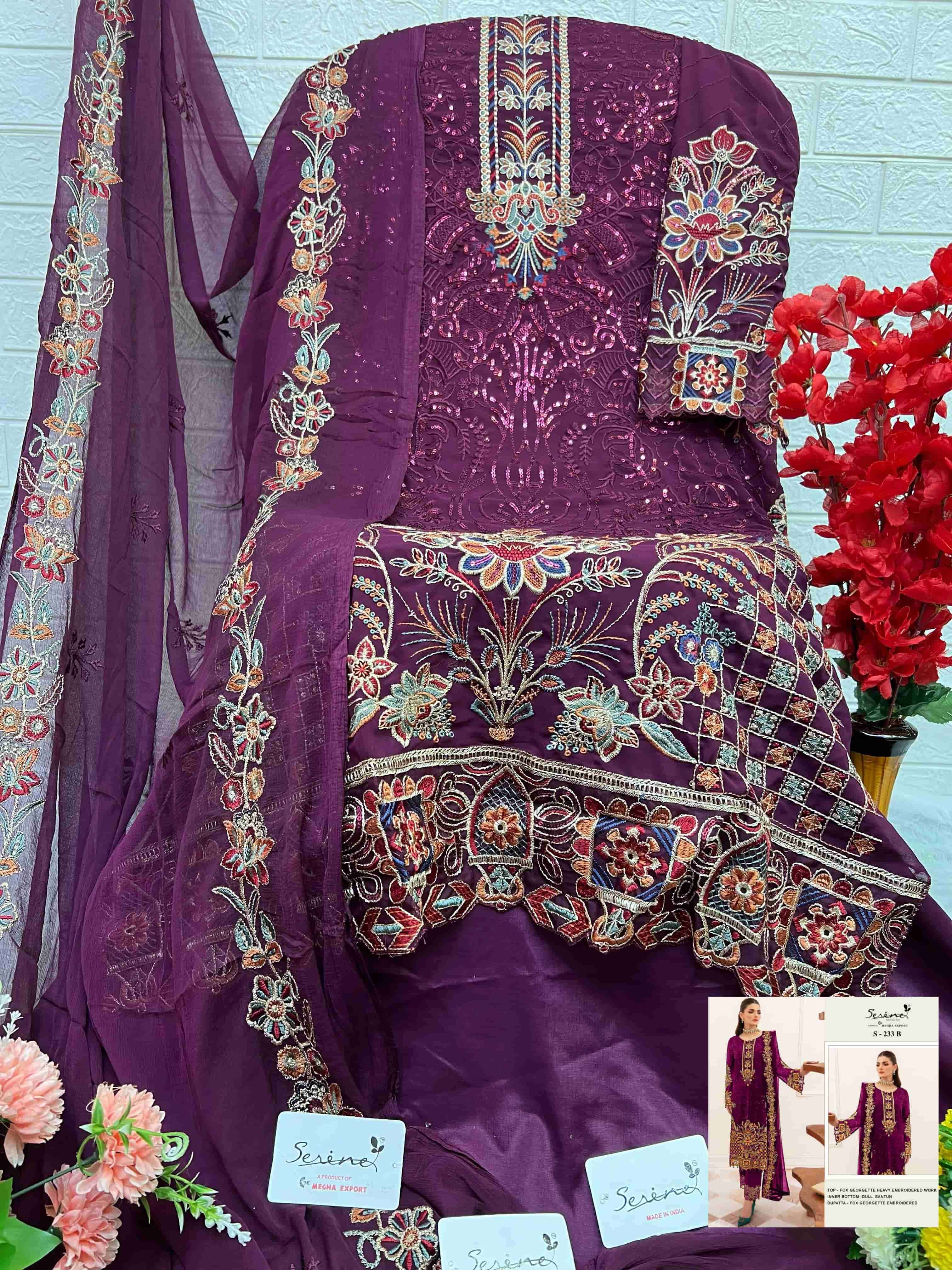 Megha Exports S 233 Colors Fancy Latest Designer Georgette Embroidered Suit Exporters view 8