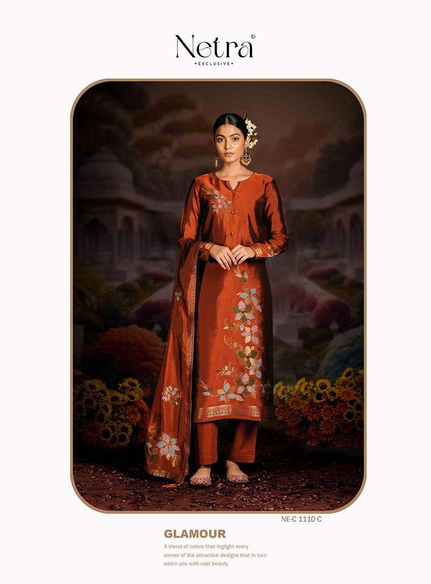 Netra Berlin Rust Edition Fancy Woven Silk Designer Suit view 2