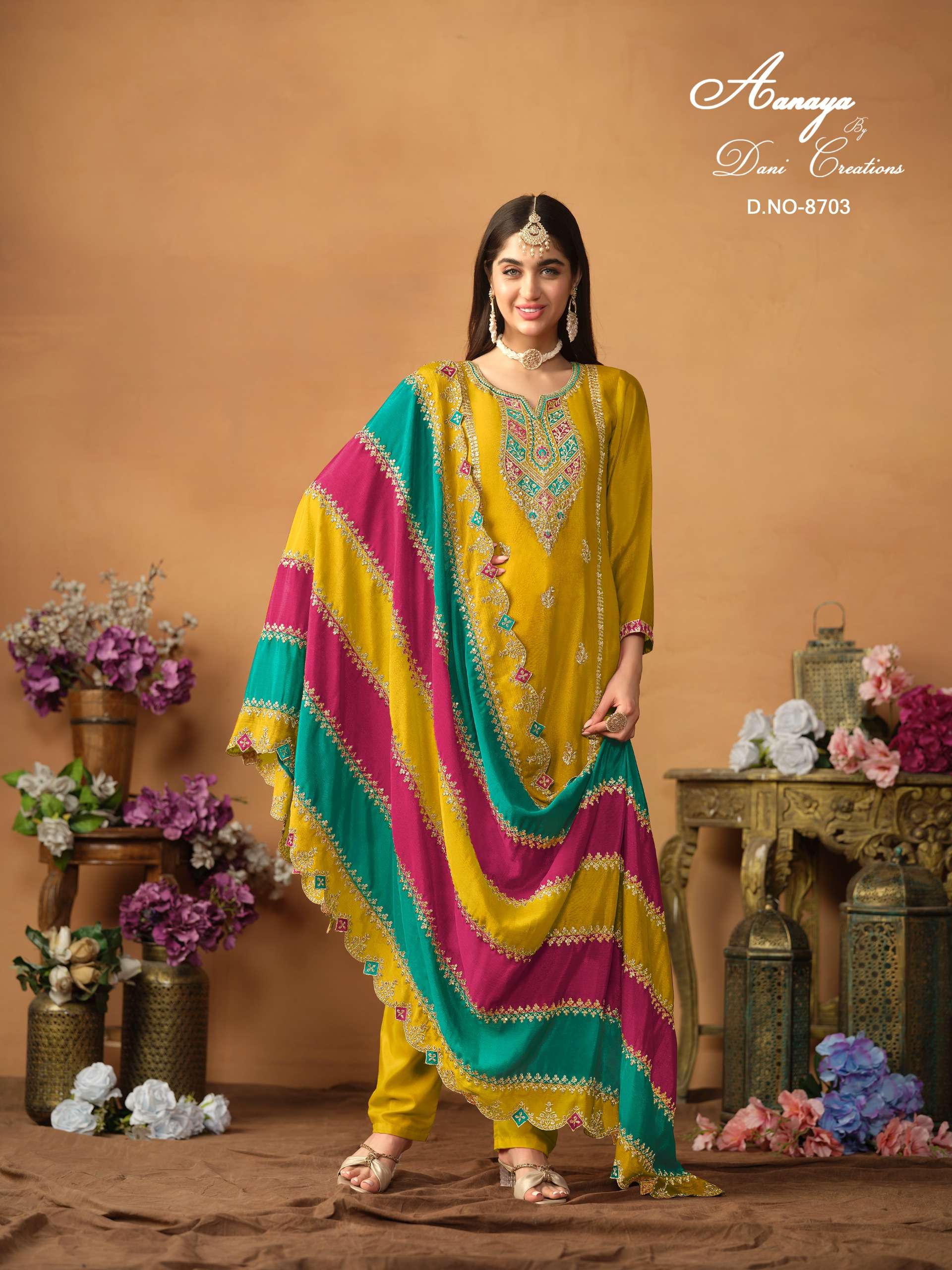 Aanaya Vol 187 8701 To 8703 Designer Style Straight Suit Latest Collection view 3