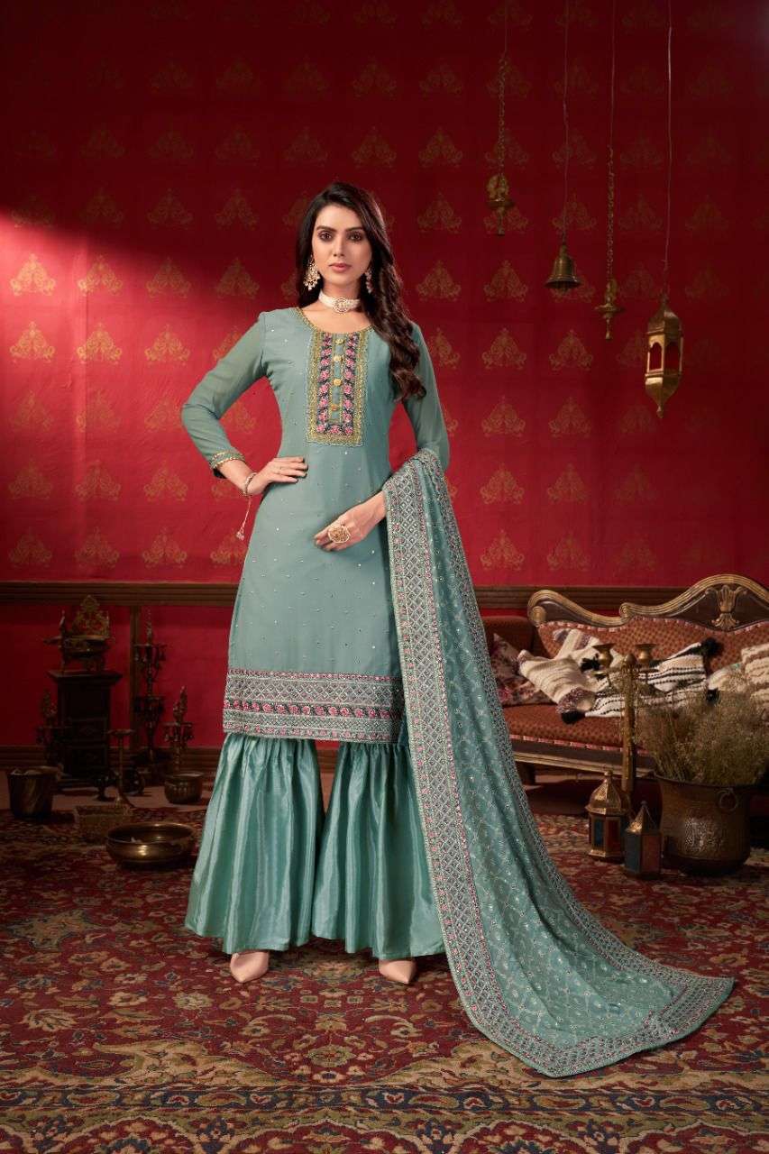 Varni fabrics Zeeya Erina Fancy Sharara Salwar Suit view 3