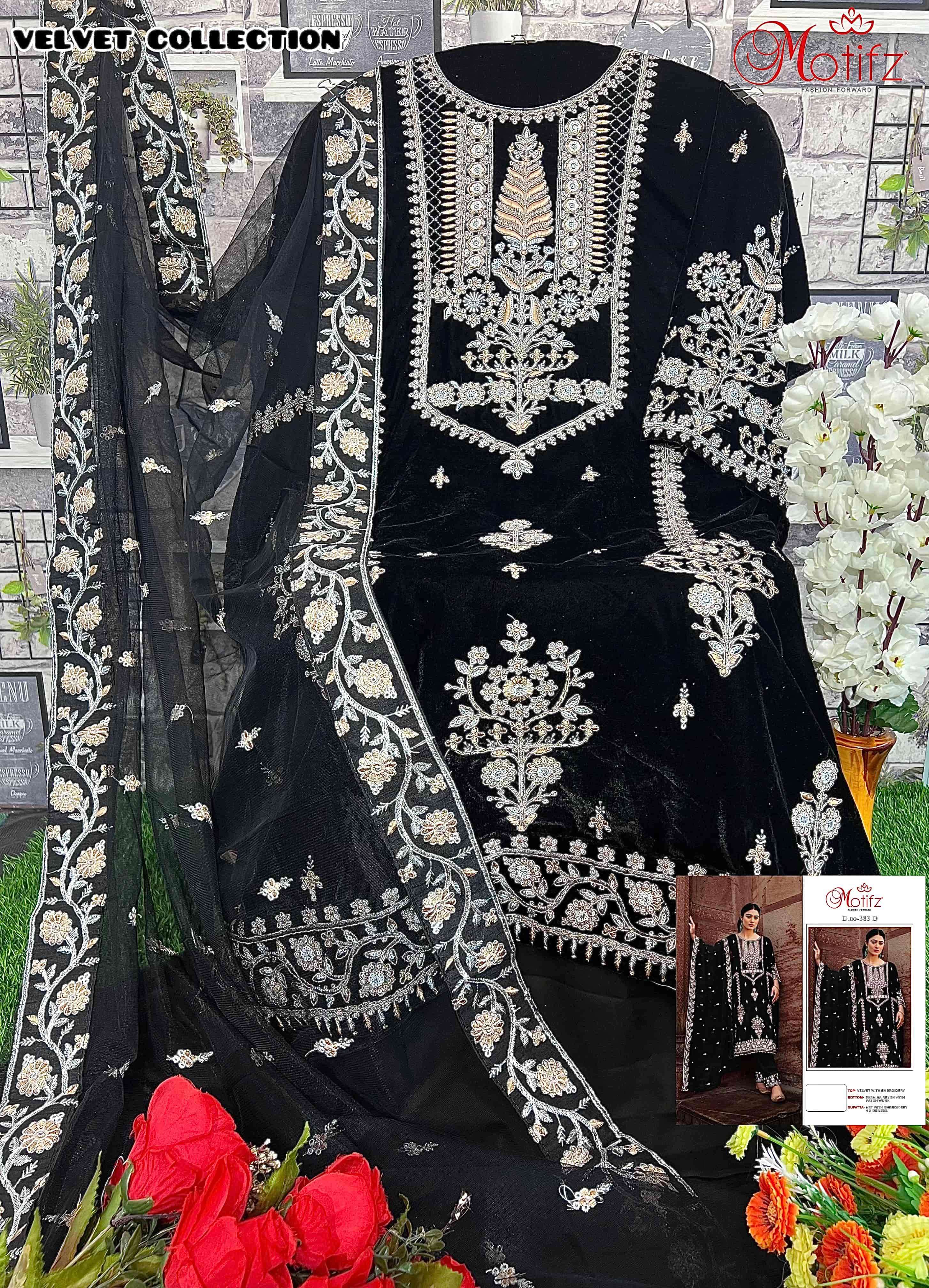 Motifz 383 Velvet Pakistani Designer Suit view 8