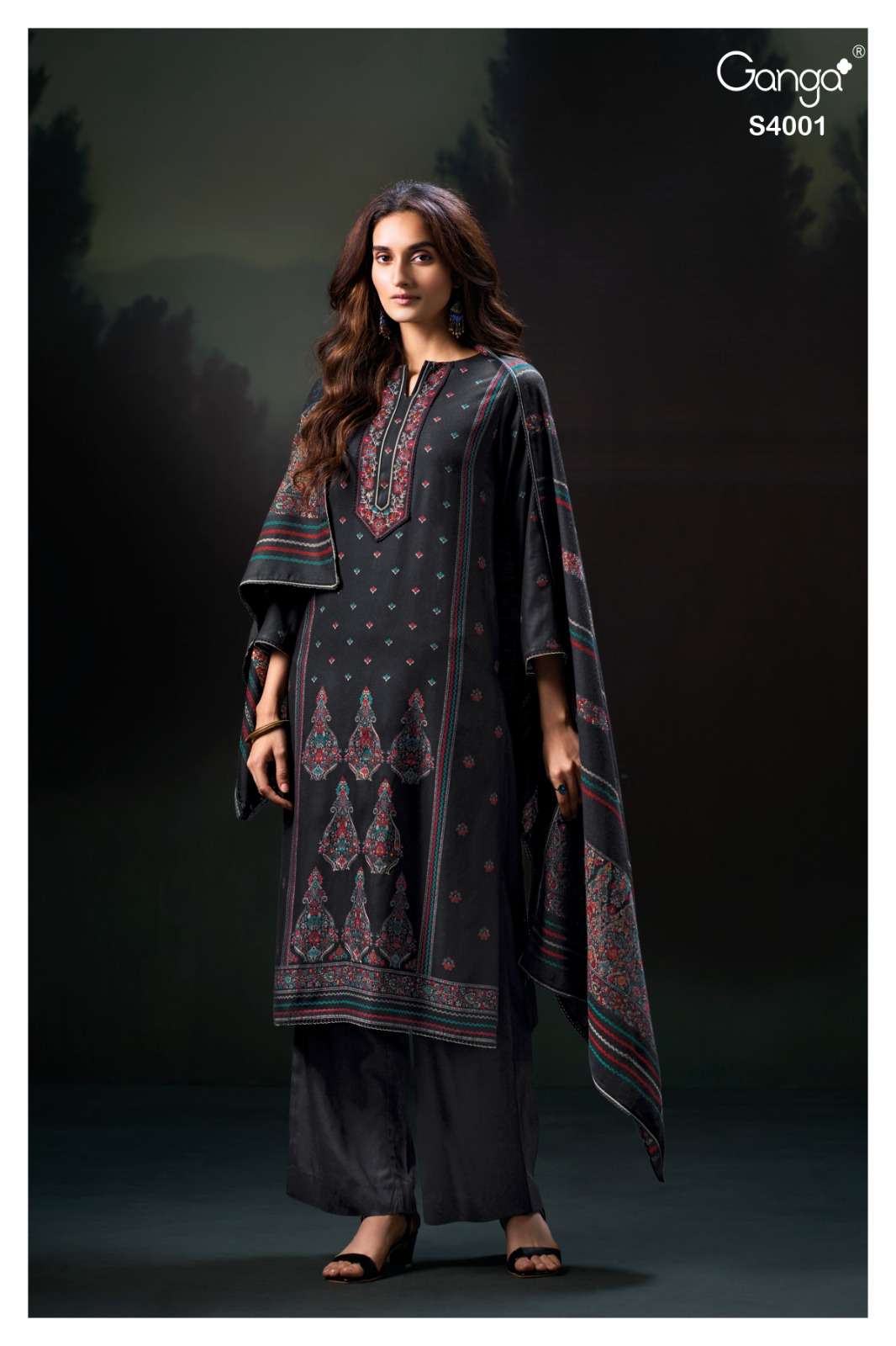 Ganga Fashion Hailea 4001 Pure Pashmina Suit Fancy Winter Collection view 2