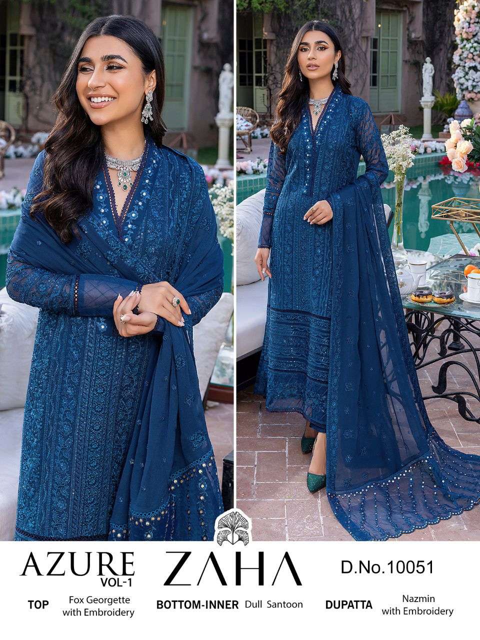 Zaha Azure Vol 1 Party Wear Georgette Pakistani Suit view 2