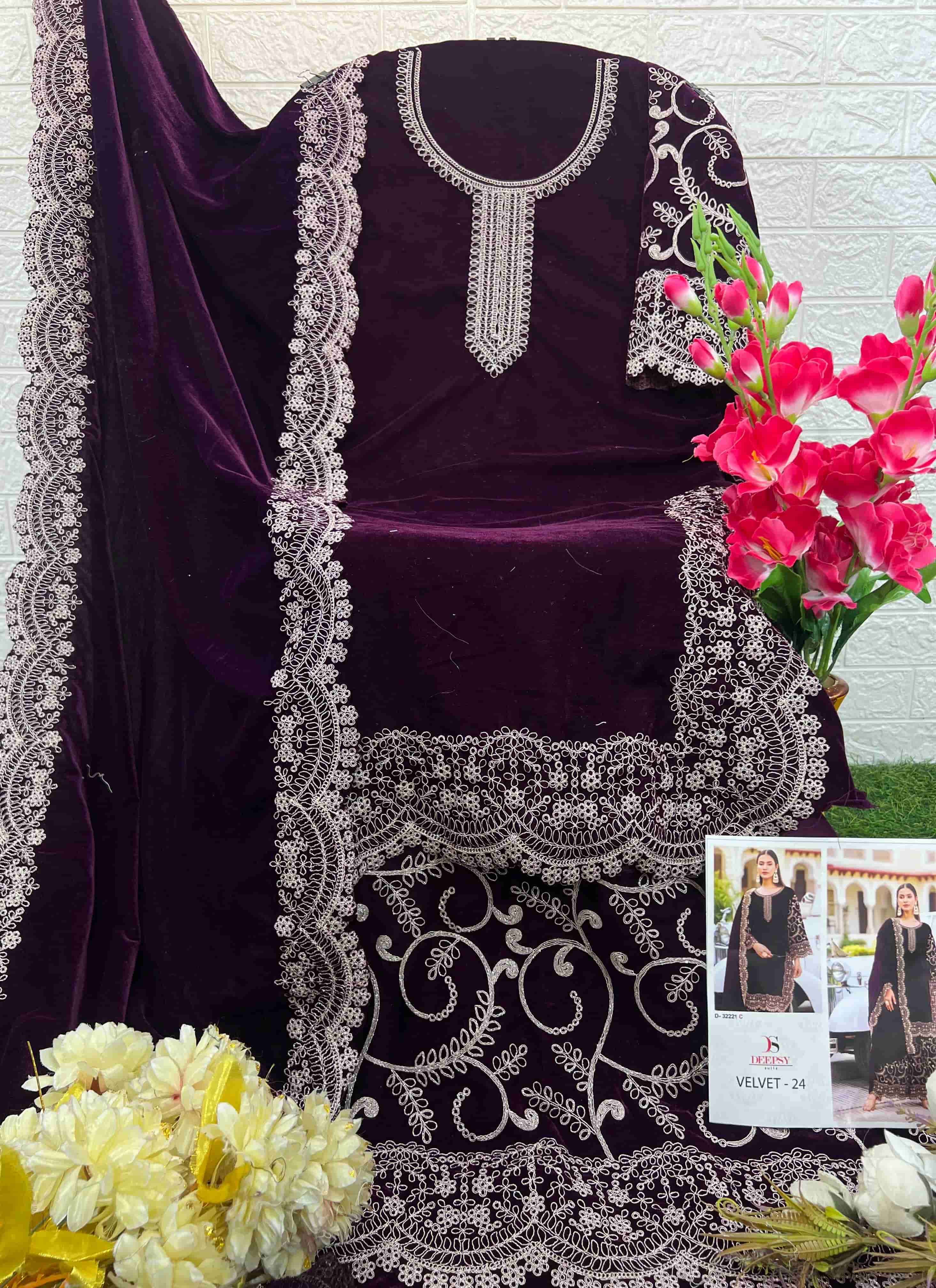 Deepsy D 32221 C Exclusive Latest Designer Pakistani Velvet Suit Collection view 2