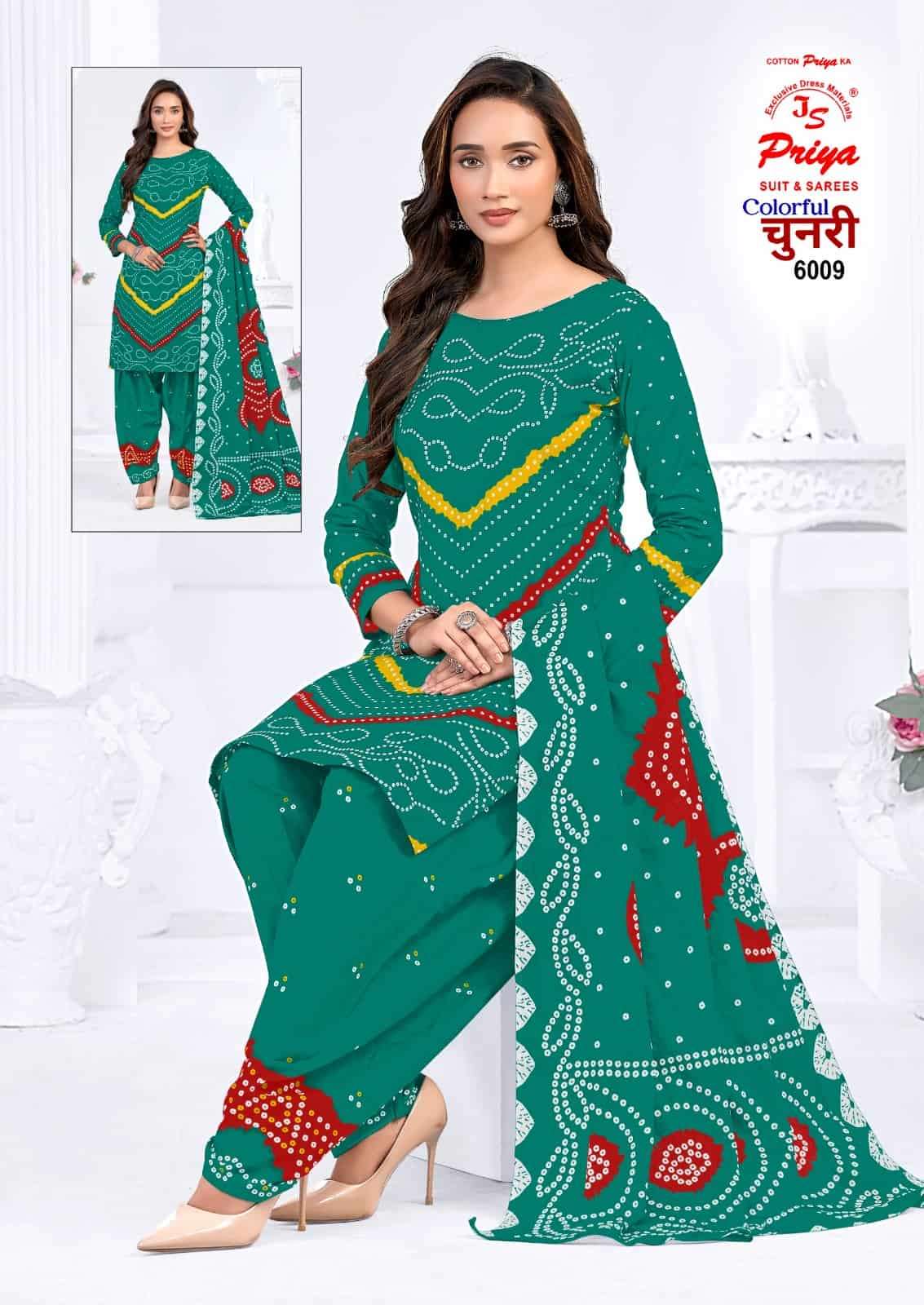 Js Priya Colourful Chunri Vol 6 Printed Cotton Bandhani Suit view 8