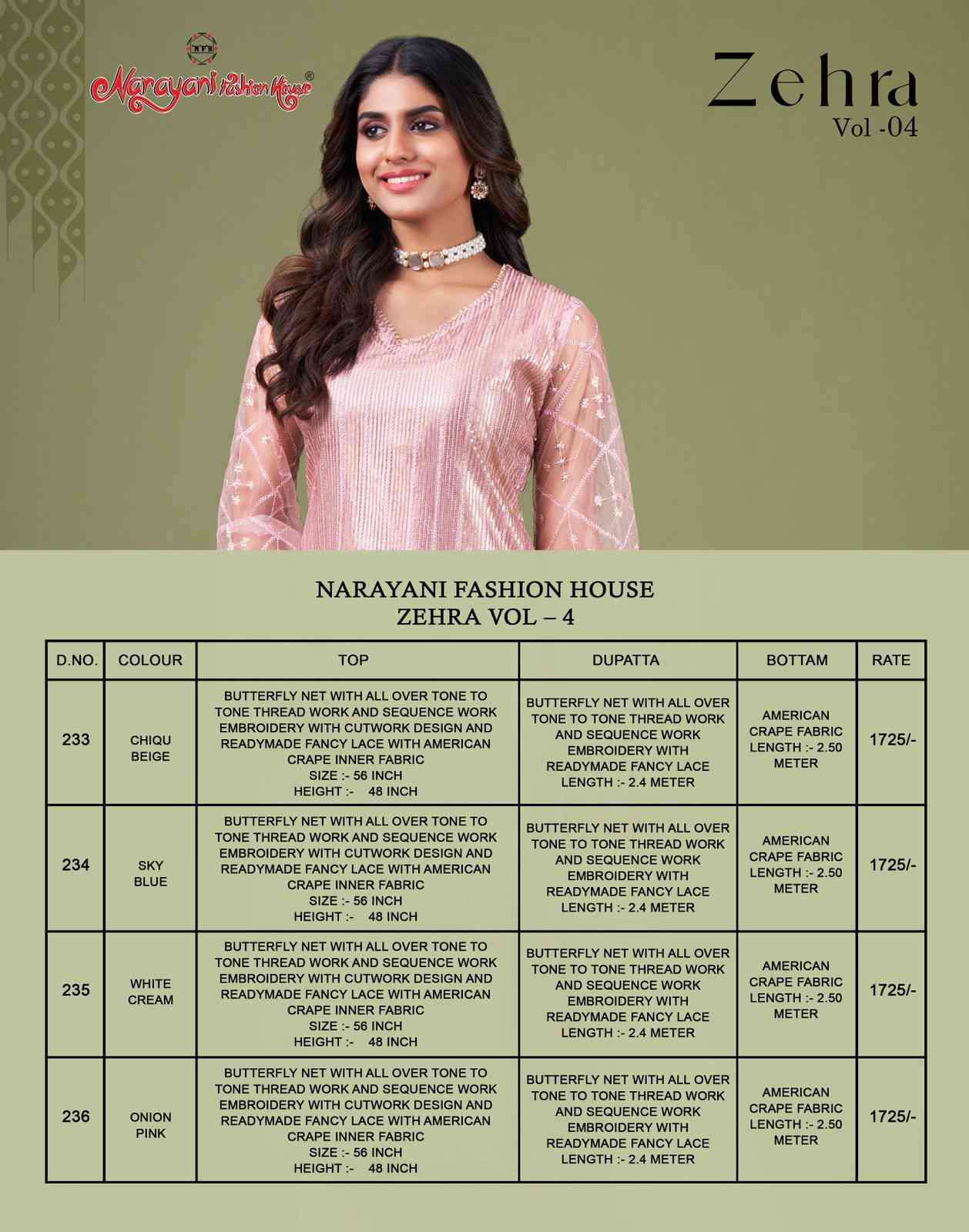 Narayani Zehra Vol 4 Designer Party Wear Straight Suit Catalog Exporter view 2