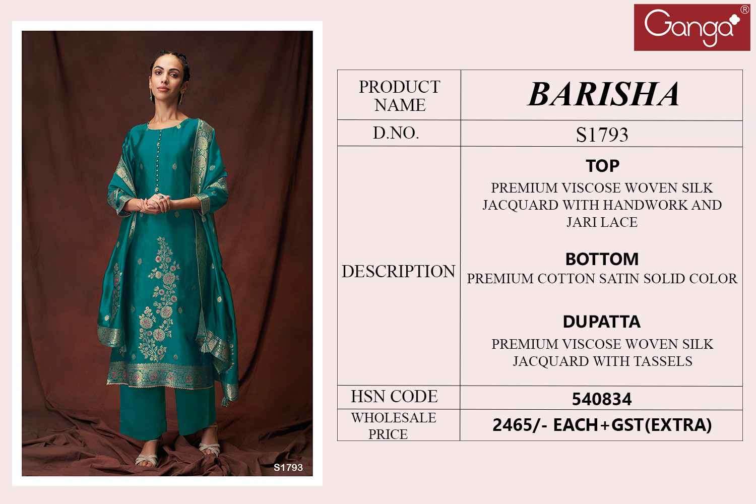 Ganga Barisha 1793 Premium Jacquard Partywear Dress Online view 4