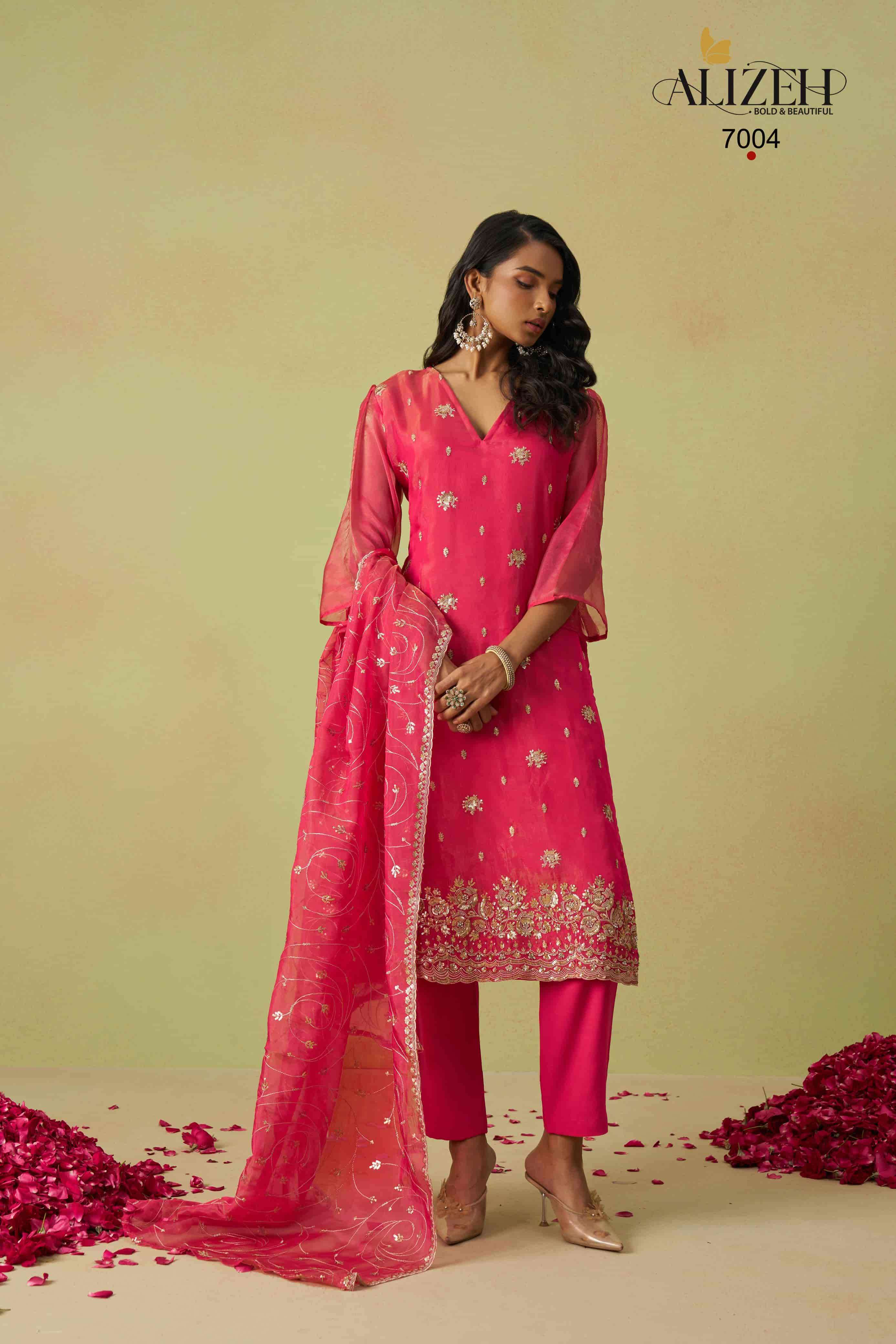 Alizeh Gulaabo 7001 to 7004 Shimmer Organza Salwar Suits view 17