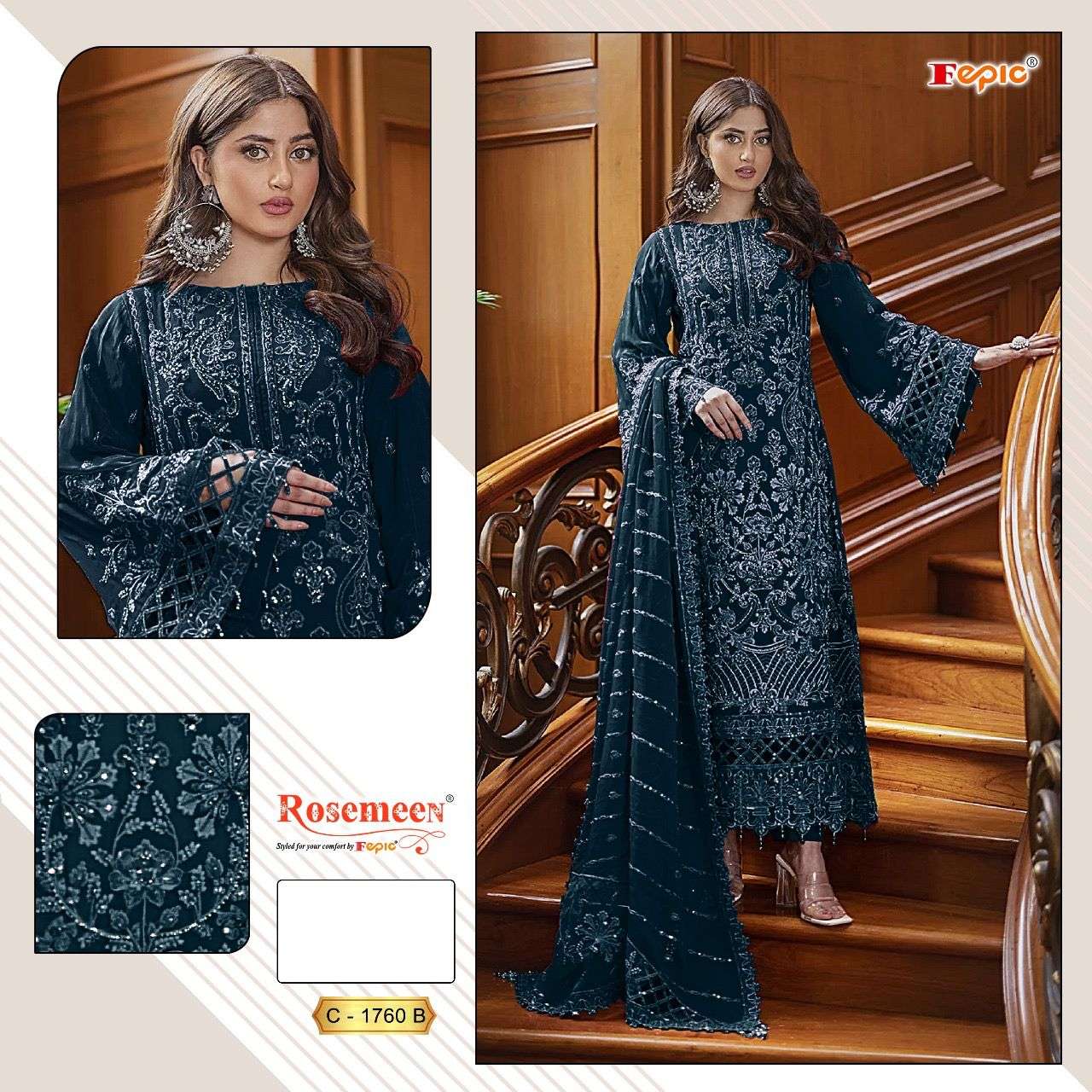 Fepic C 1760 Colors Partywear Designs Pakistani Suit Latest Collection view 3