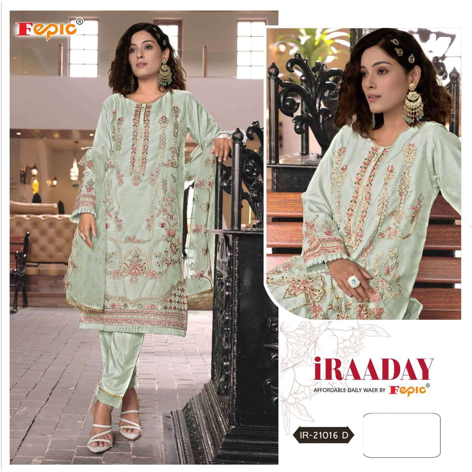 Fepic Iraaday IR 21016 Colors Organza Heavy Embroidered Salwar Suit Wholesalers view 4
