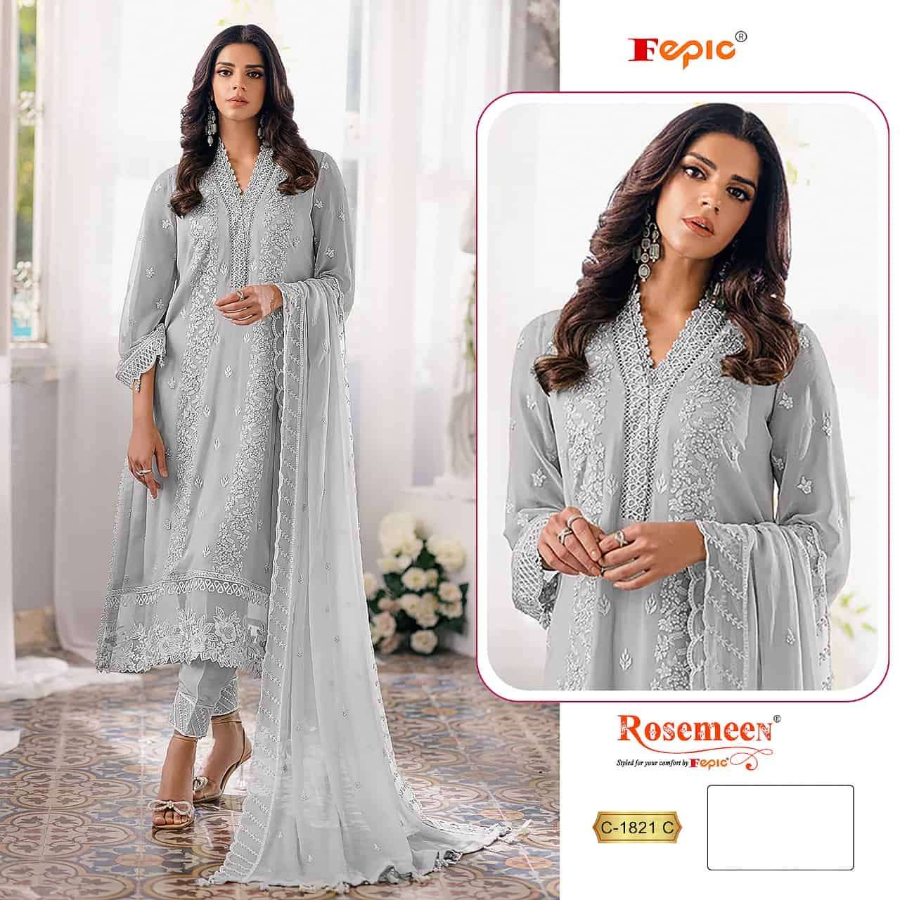 Fepic C 1821 Colors Pakistani Style Designer Georgette Suit Wholesalers view 3