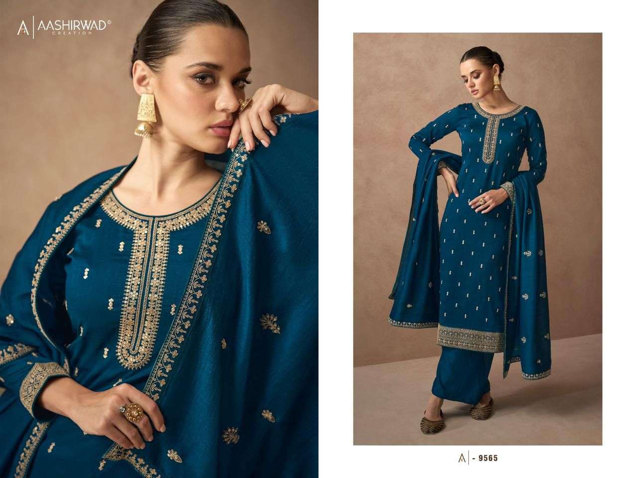 Aashirwad Gulkand Gulmohar Festive Wear Straight Designs Ladies Suit view 3
