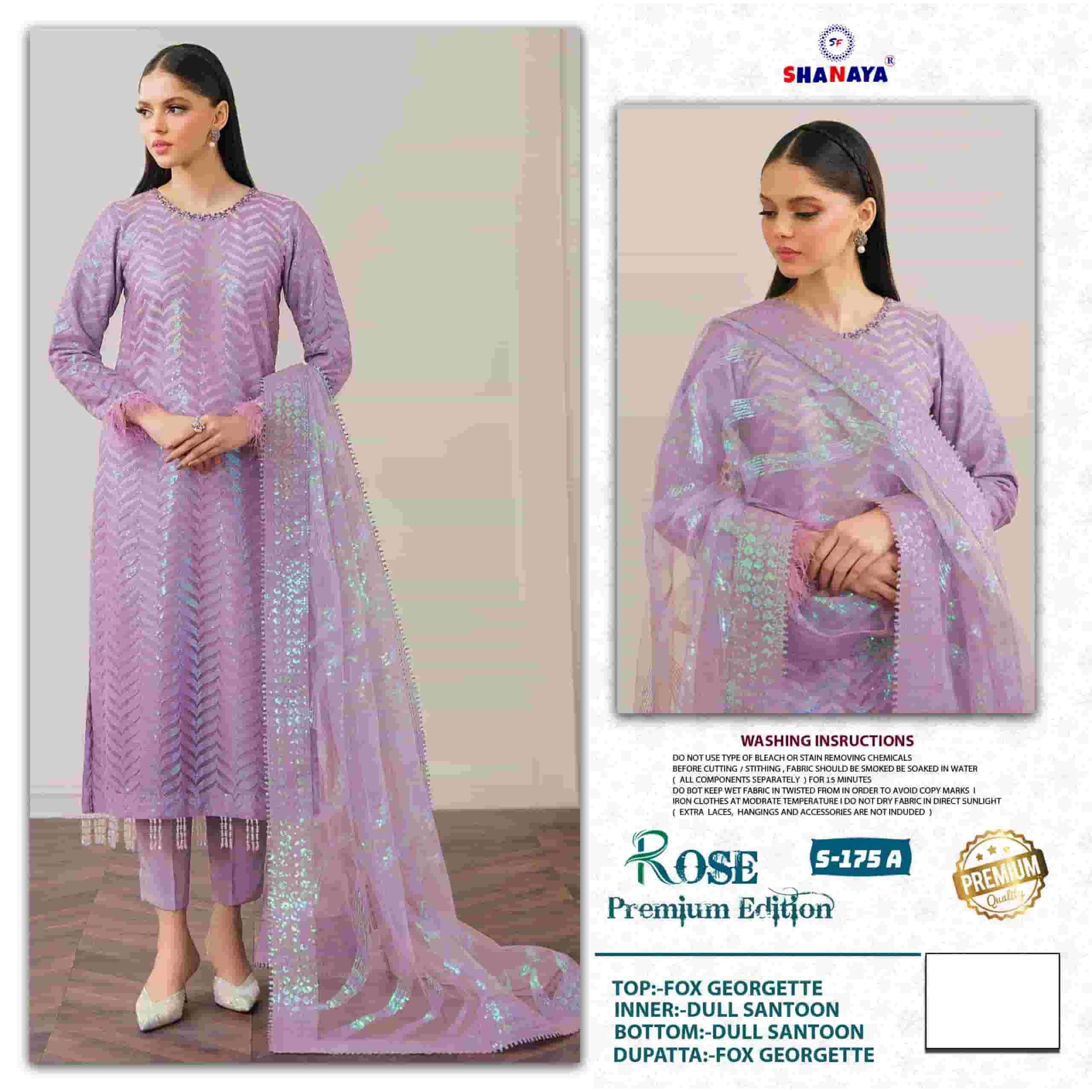 Shanaya Rose Premium Edition S 175 Colors Pakistani Embroidered Salwar Suit Collection view 5