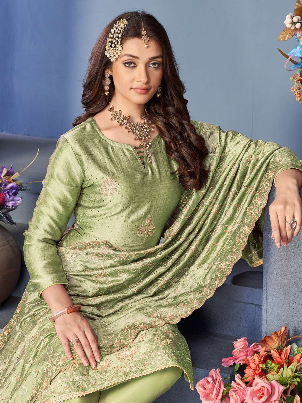 Alfaaz Dista Exclusive Work Festive Wear Straight Suit