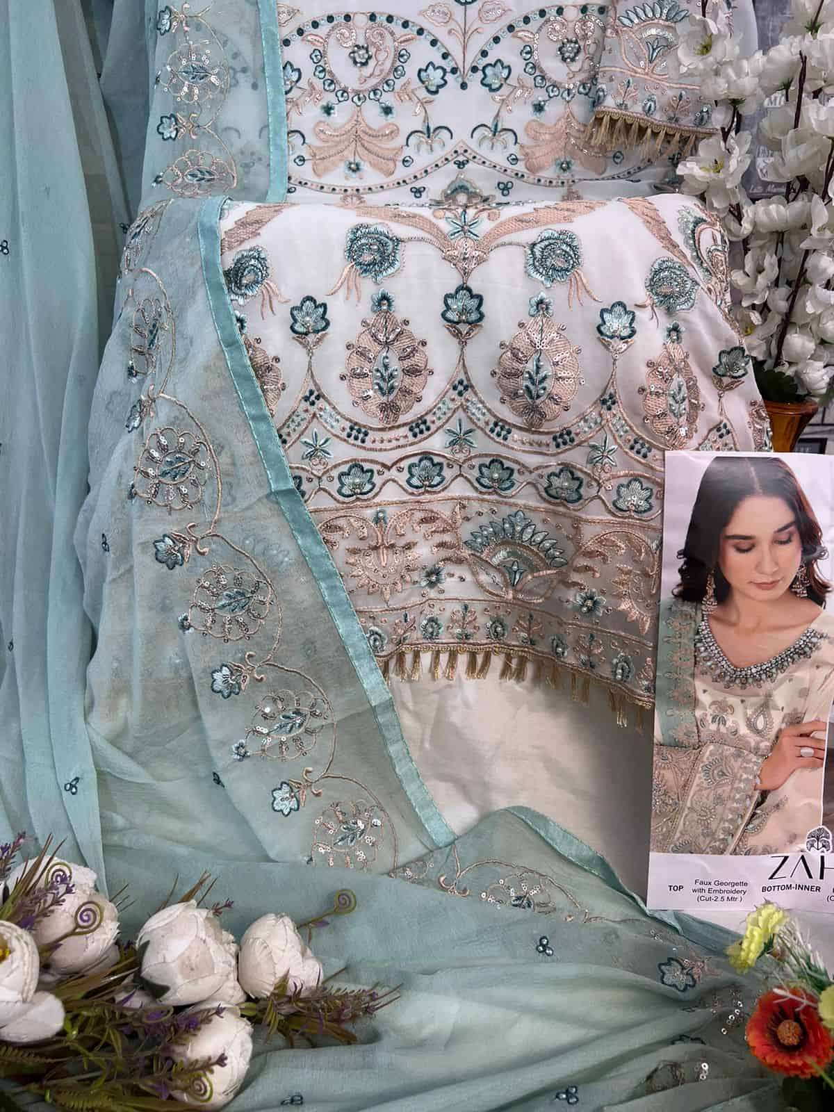 Zaha 10226 Pakistani Exclusive Designer Embroidered Dress Ensemble view 2