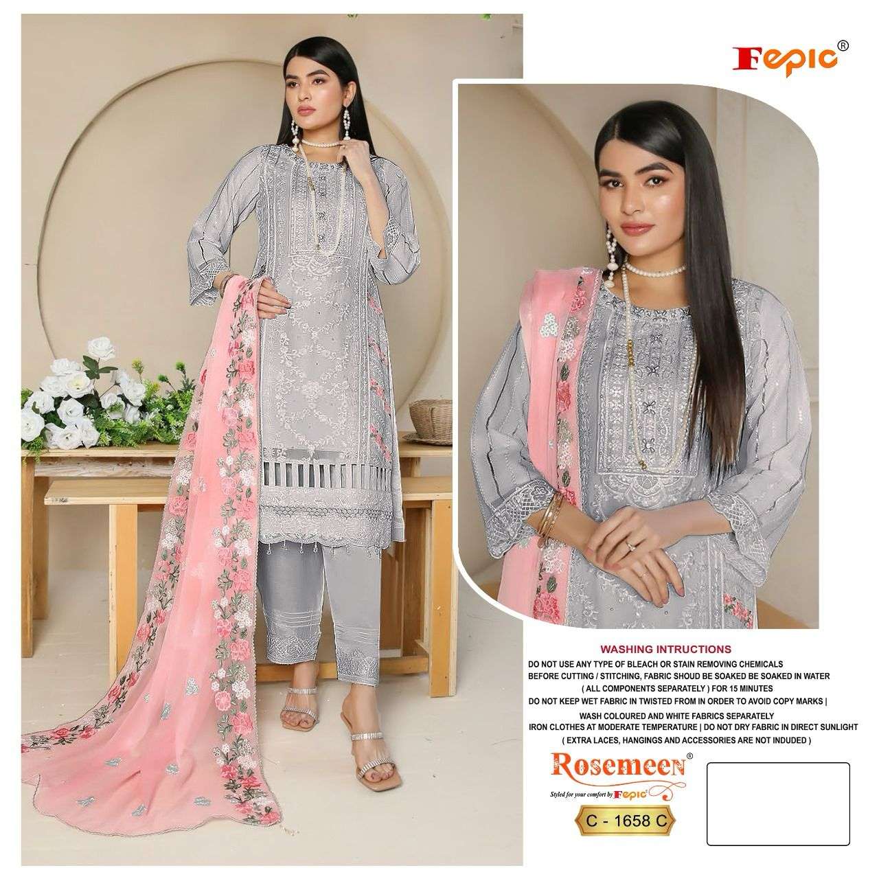 Fepic C 1658 Colors Heavy Embroidered Pakistani Dress New Arrivals view 3