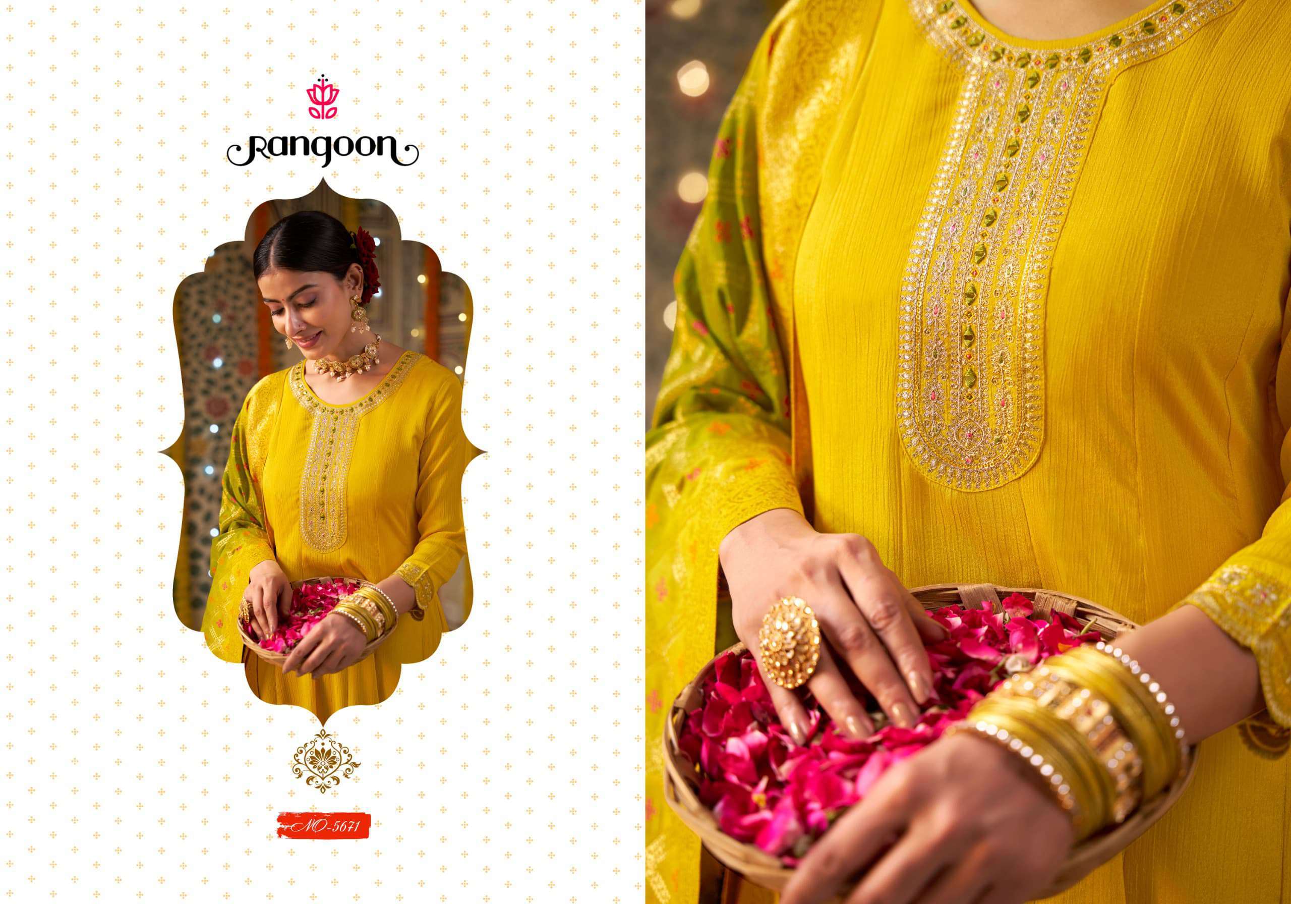 Rangoon Marigold Stylish Anarkali Pattern Suit Latest view 3